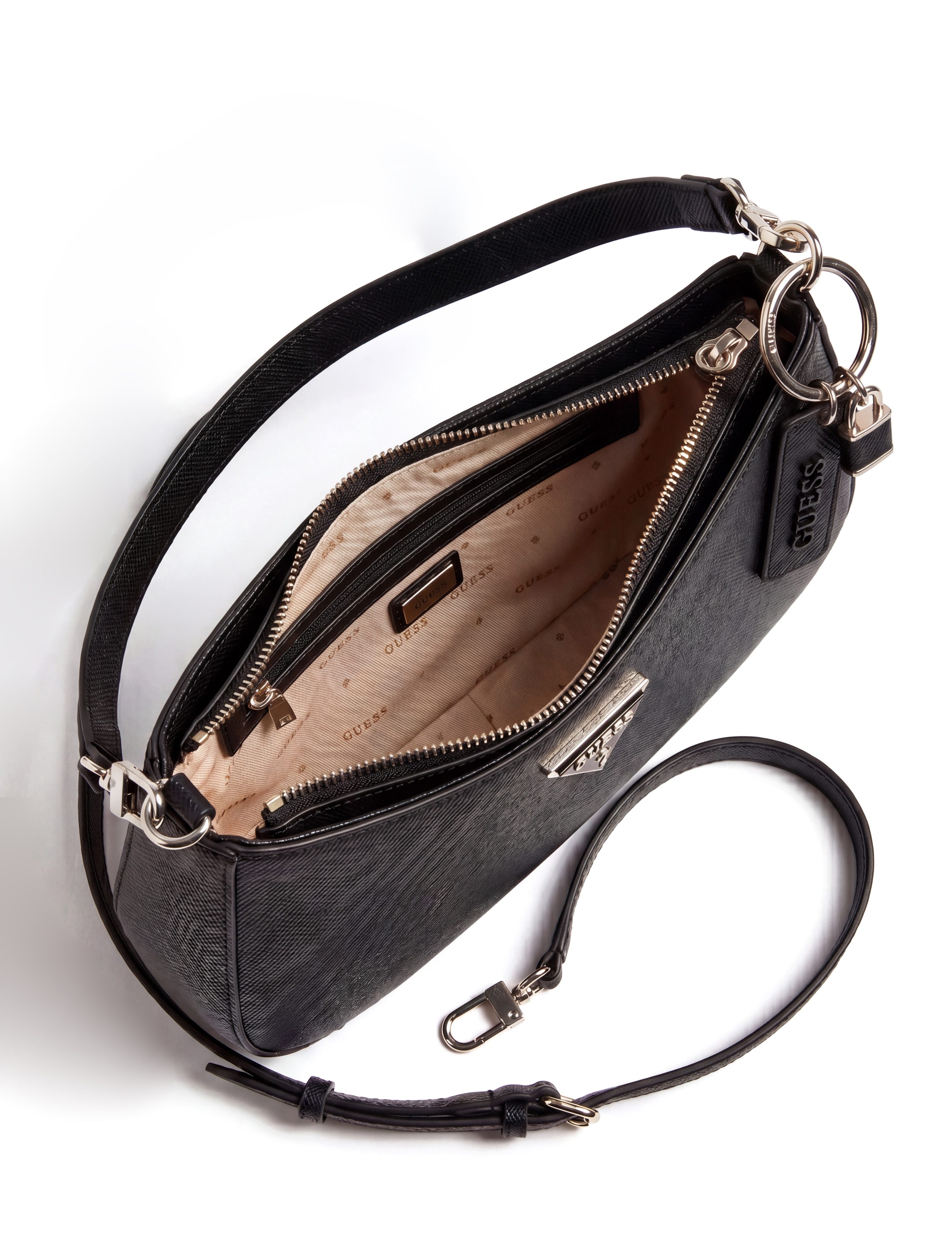 Guess Schultertasche NOELLE II TOP ZIP SHOULDER BAG, Damen Henkeltasche, Handtasche in klassischer Optik, mit Anhänger – Bild 5 von 5