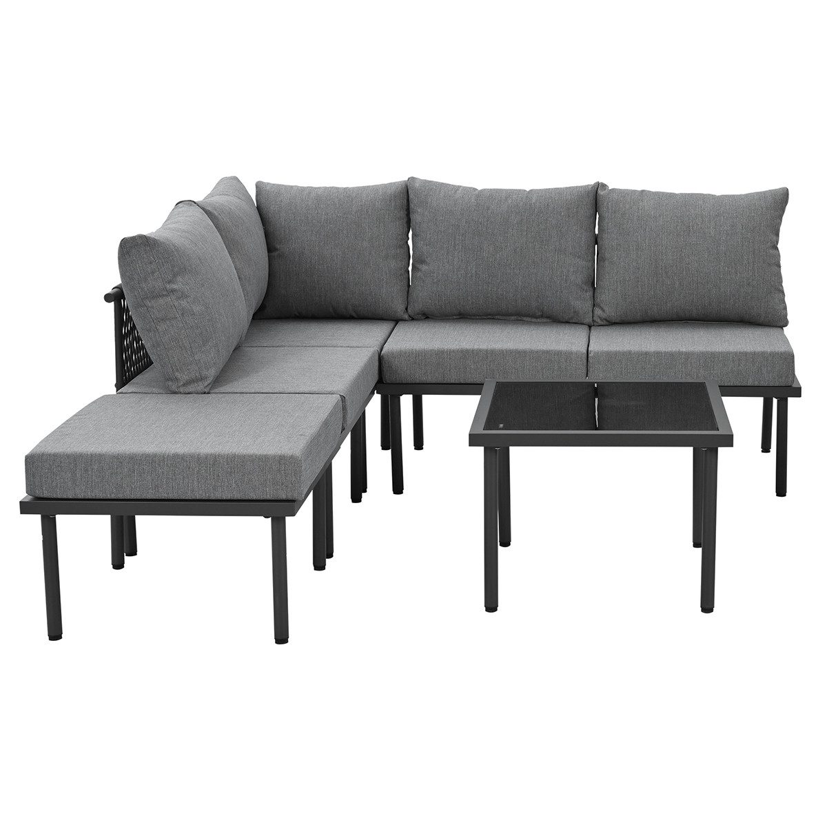 XDeer Gartenlounge-Set Gartenlounge-Set mit Rahmen aus verzinktem Eisen Всіr, Sitz- und Rückenkissen Gartenmöbel Set für Outdoor Grau