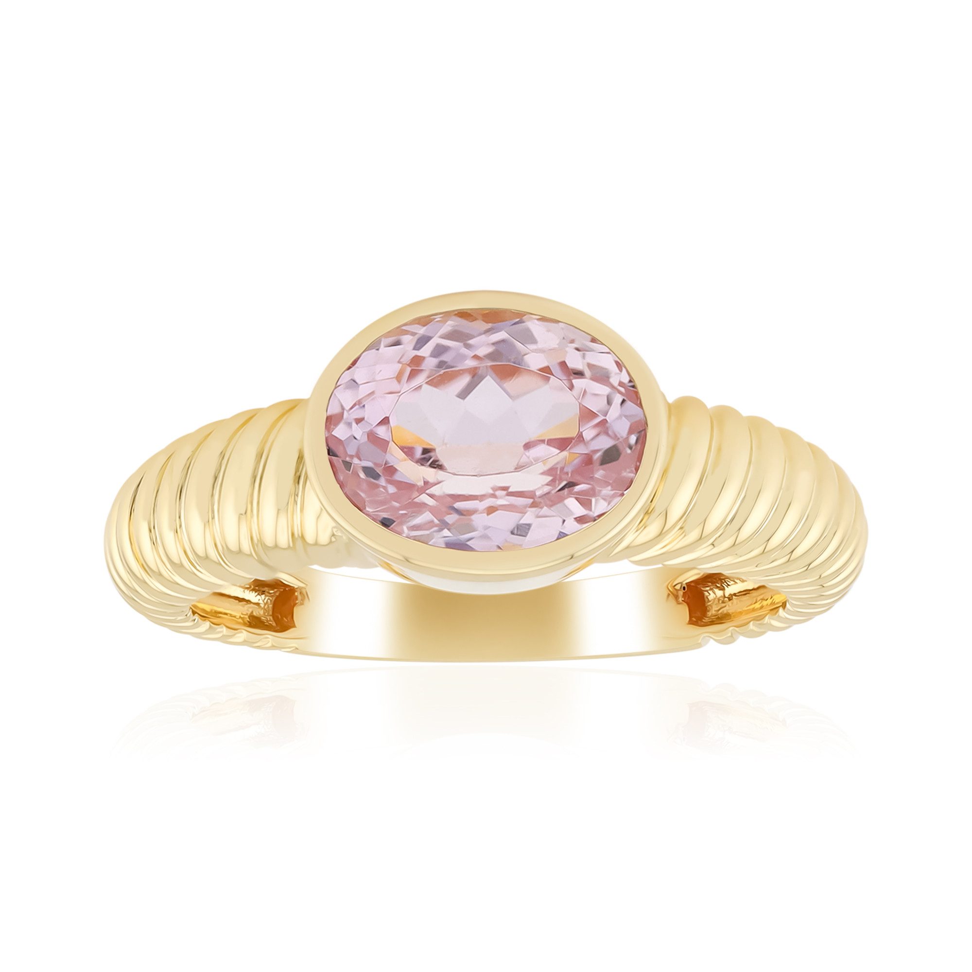 Cavill Solitärring Cavill Ring 2,36 ct Kunzit, oval, vergoldet, 925 Sterling Silber (1-tlg)