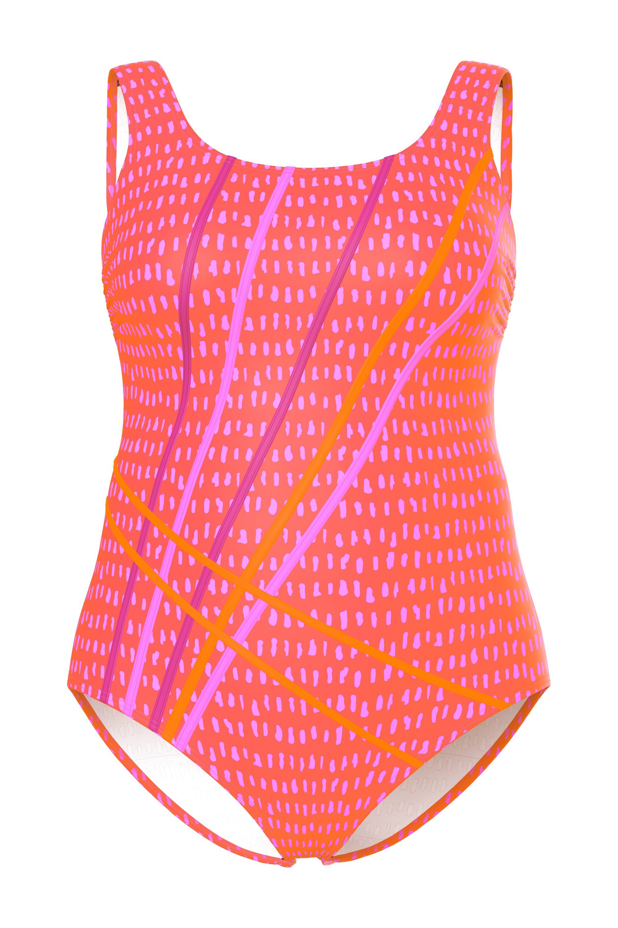 Ulla Popken Badeanzug Badeanzug Piping ohne Softcups Punkte