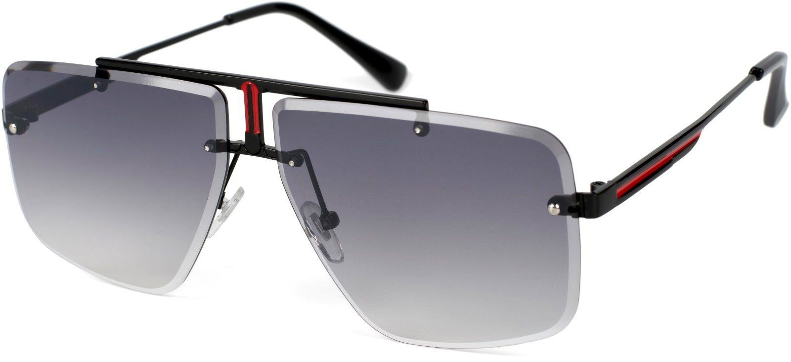 styleBREAKER Sonnenbrille (1-St) Getönt Gestell Schwarz / Glas Grau Verlauf