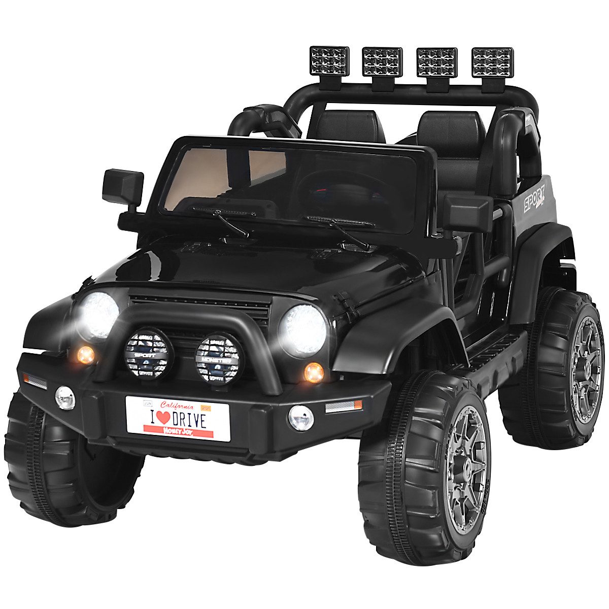 COSTWAY Elektro-Kinderauto 12V, mit 2 Sitzen