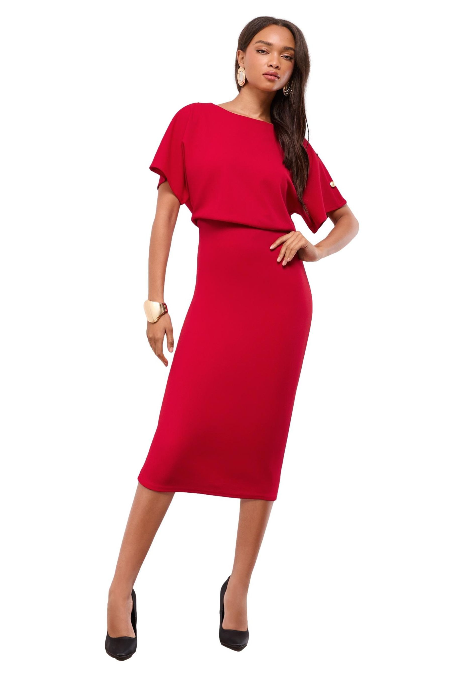 LIPSY Midikleid Lipsy enges Blouson-Midikleid mit Knopf, Regular (1-tlg) günstig online kaufen