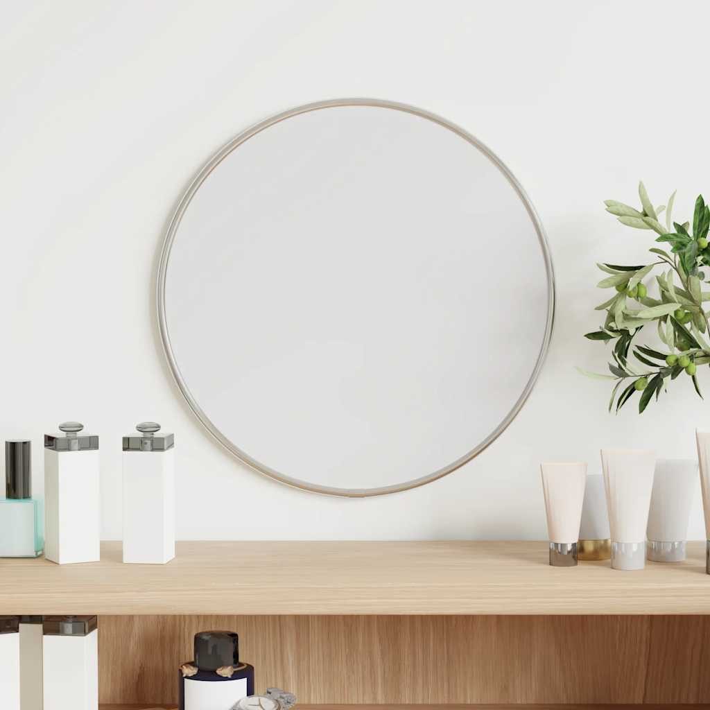 furnicato Wandspiegel Silbern Ø 30 cm Rund (1-St), Klarer Kosmetikspiegel mit PVC-Rahmen für das Badezimmer oder Flur
