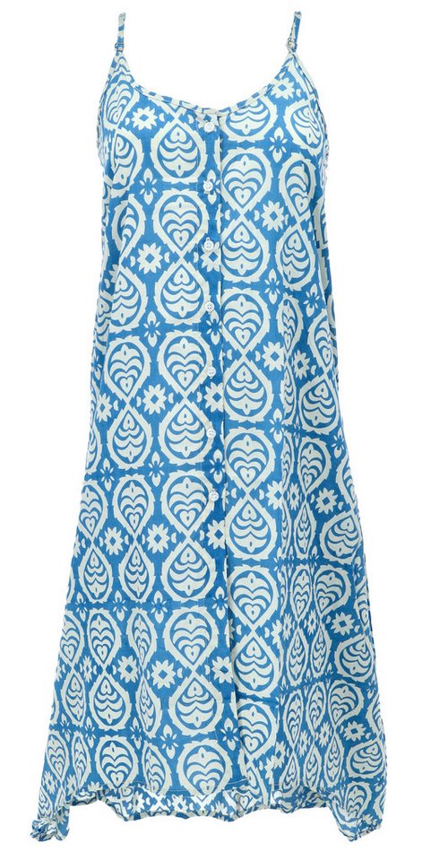 Guru-Shop Midikleid Luftiges Sommerkleid, Strandkleid - blau alternative Bekleidung