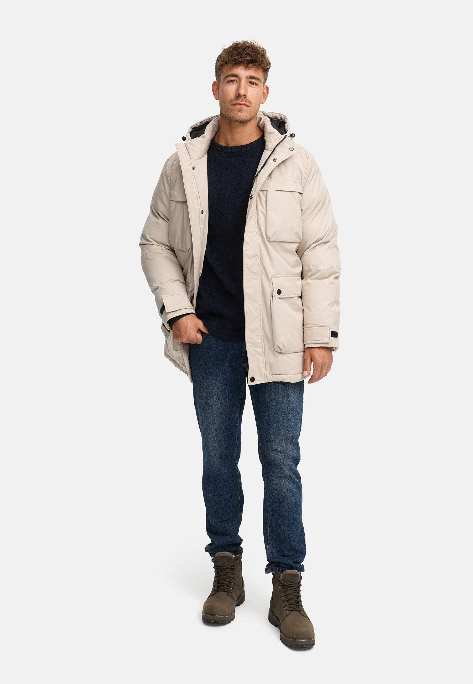 Indicode Wintermantel Herren INTardil Herrenparka Herrenjacke mit Kapuze und Innentaschen