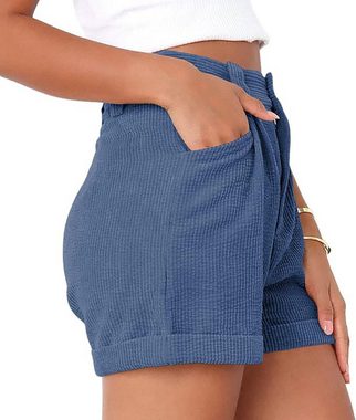 BlauWave Cargoshorts Kurze Hosen für Damen Mittlere Taille Sommershorts (1-tlg., Atmungsaktive Cord-Shorts, Reine Farbe, Lässige Shorts mit Taschen) Geeignet für tägliche Reisen