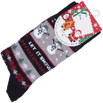 BRUBAKER Socken Weihnachtssocken für Damen und Herren (1-Paar, 1 Paar) Festliche Weihnachtsmotive - Baumwolle Socken Weihnachten