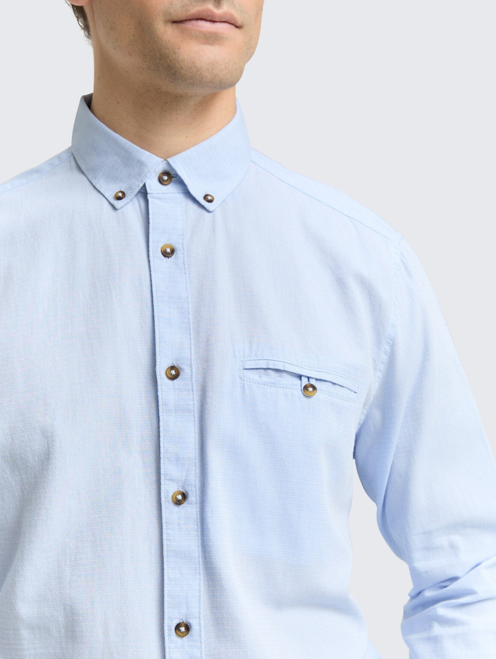 TOM TAILOR Langarmhemd Blusen & Shirts Regular Fit Hemd aus Baumwolle