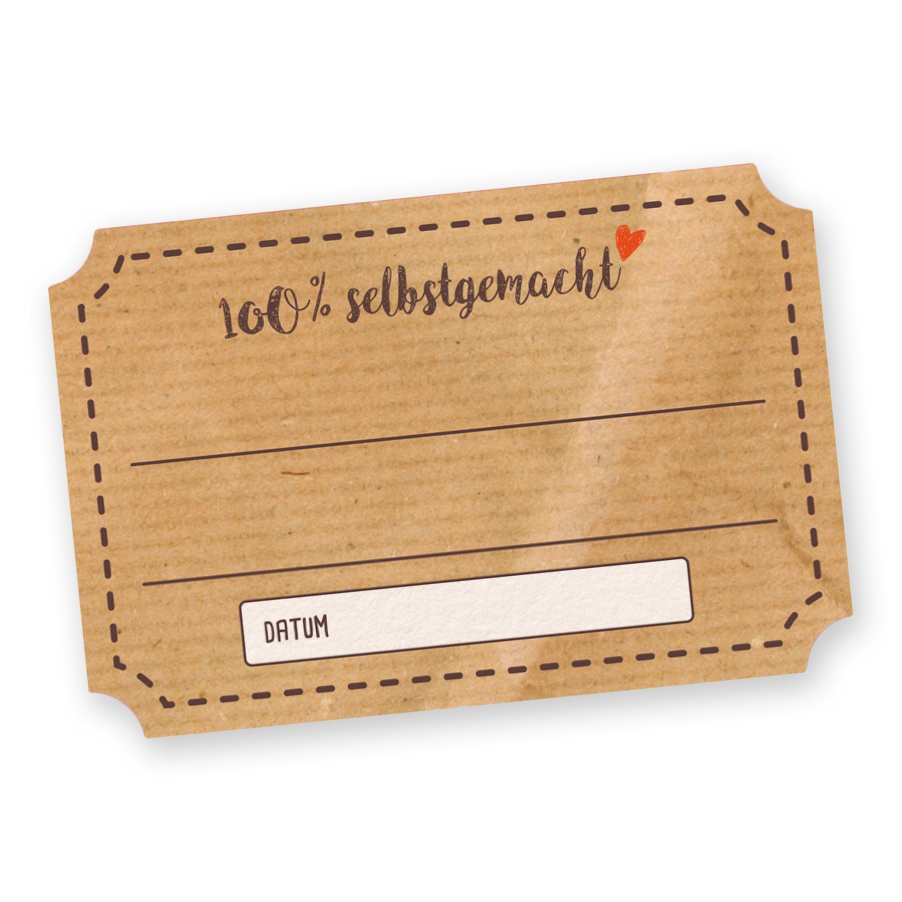 itenga Aufkleber Itenga 50 x Marmeladenetikett "100% selbstgemacht" Sticker rechteckig