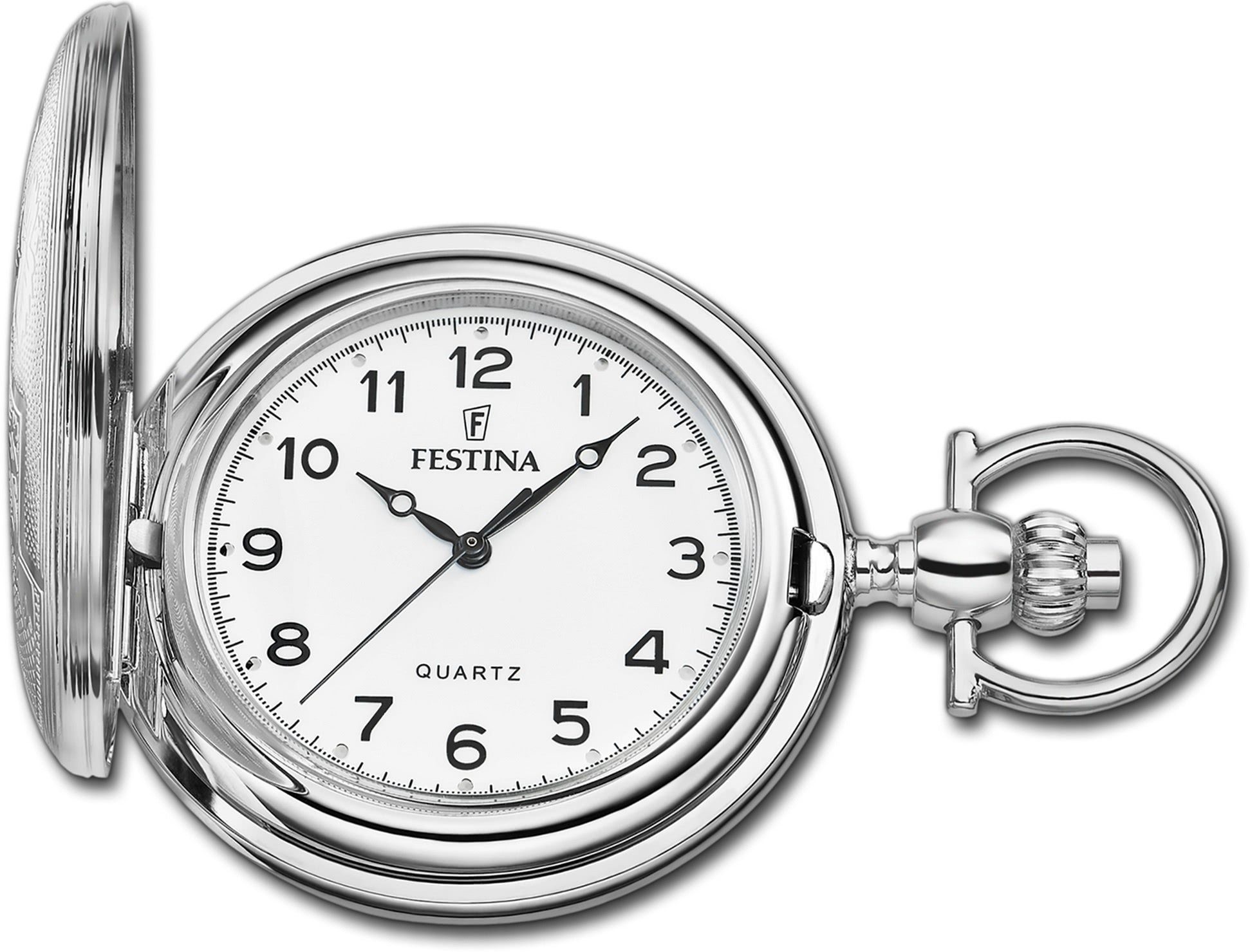 Festina Taschenuhr Festina Herrenuhr Taschenuhr Edelstahl, (Analog, Analoguhr), Taschenuhr Herrenuhr, rundes Gehäuse, groß (ca. 42mm)