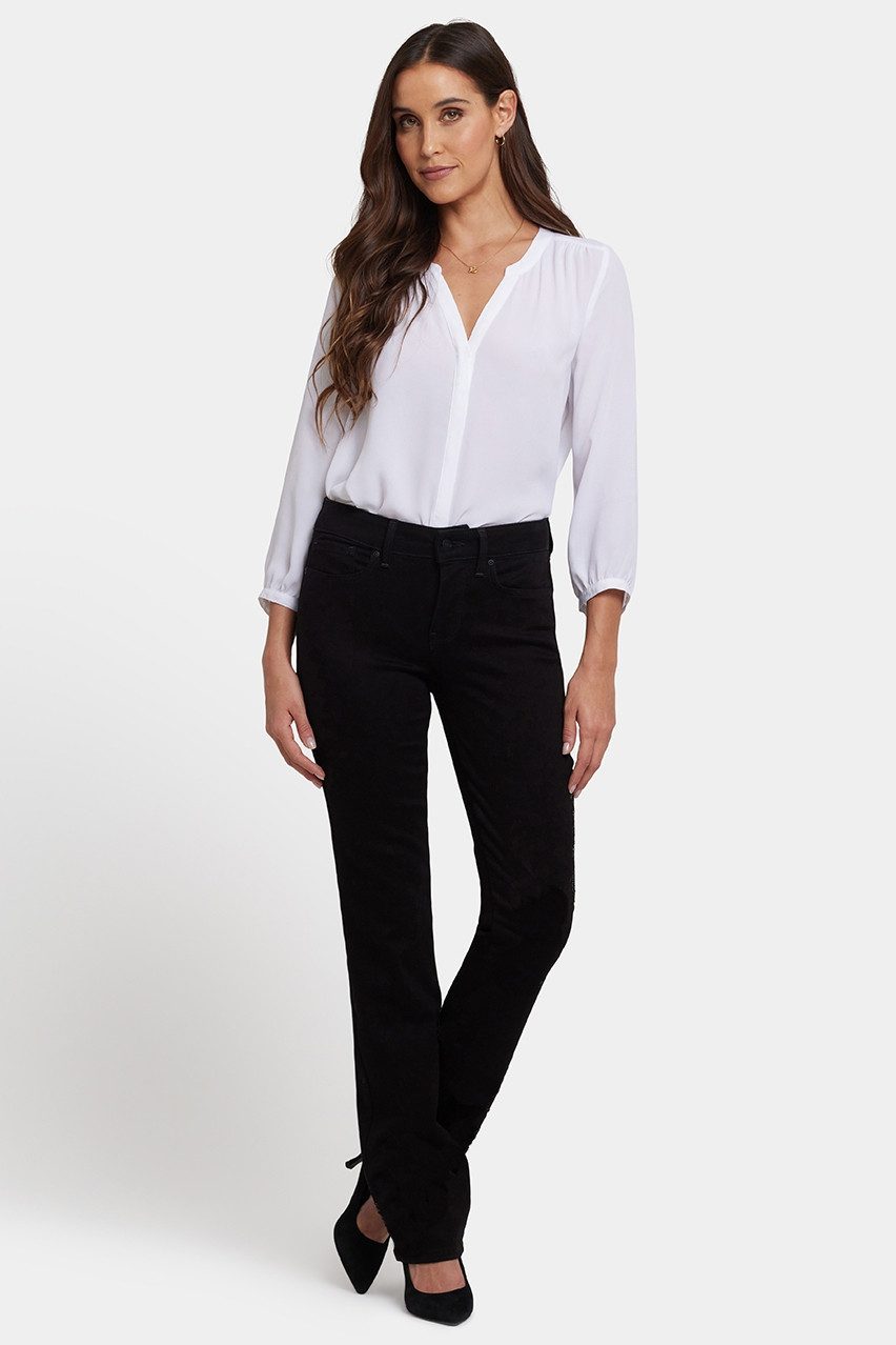 NYDJ Straight-Jeans Marilyn Straight Jeans Schwarzer Premium Denim