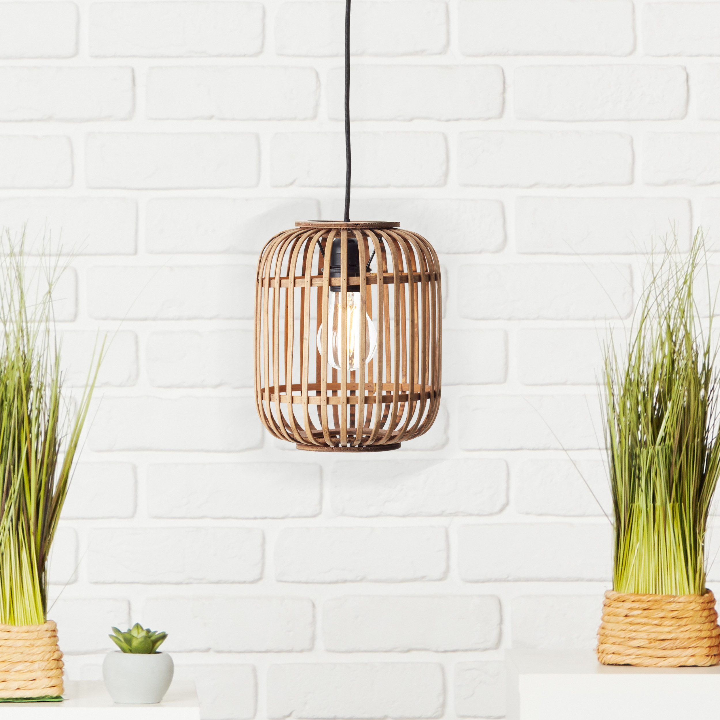 Lightbox Pendelleuchte, ohne Leuchtmittel, Rattan Pendelleuchte günstig online kaufen