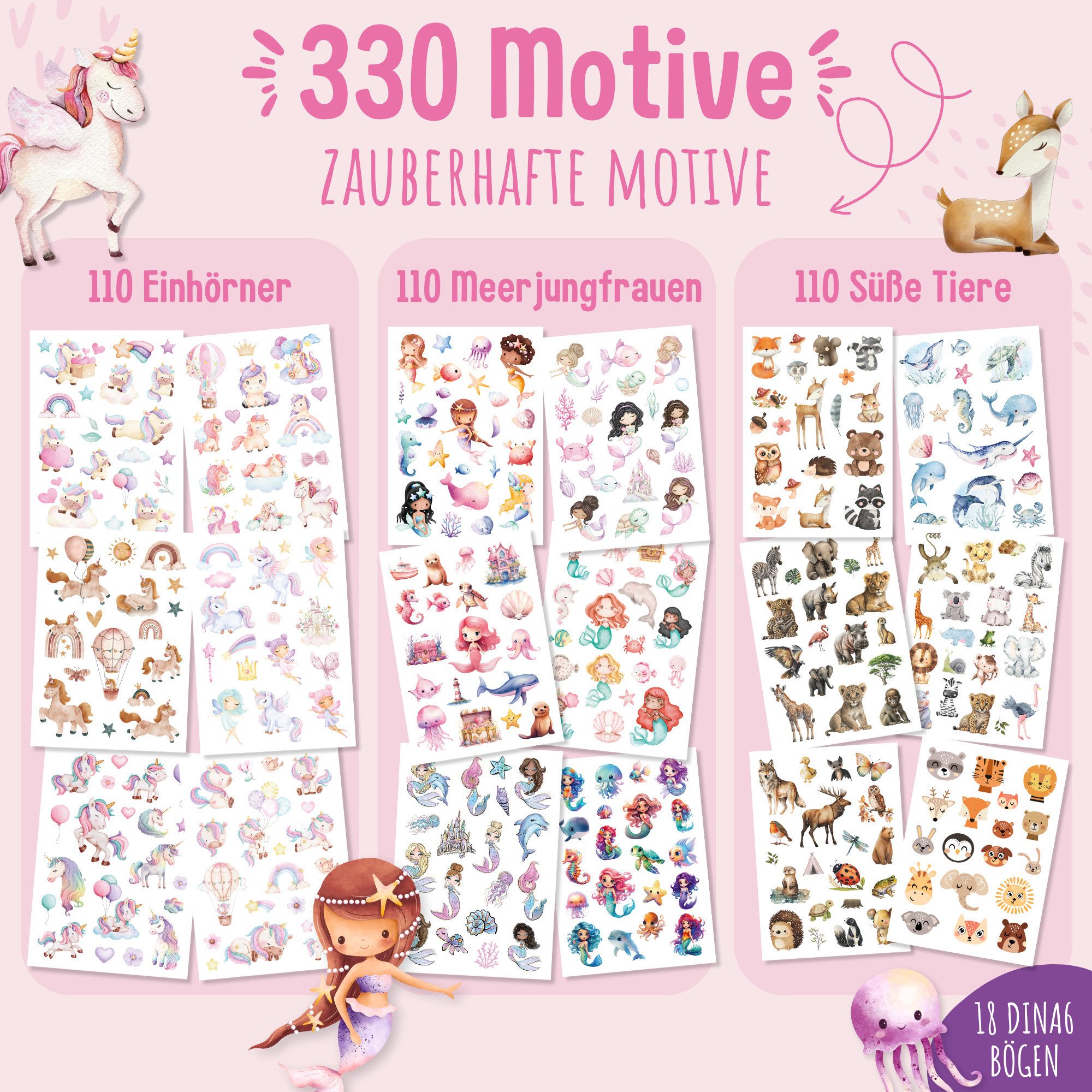 MeinBaby123® Kindertattoo 330 hautfreundliche Hauttattoos für Kinder, Geschenk Kinder, Mitgebsel Kindergeburtstag
