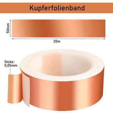 NUODWELL Kupferband Kupferband Gegen Schnecken 50mm x 20m, Selbstklebend EMI Abschirmband