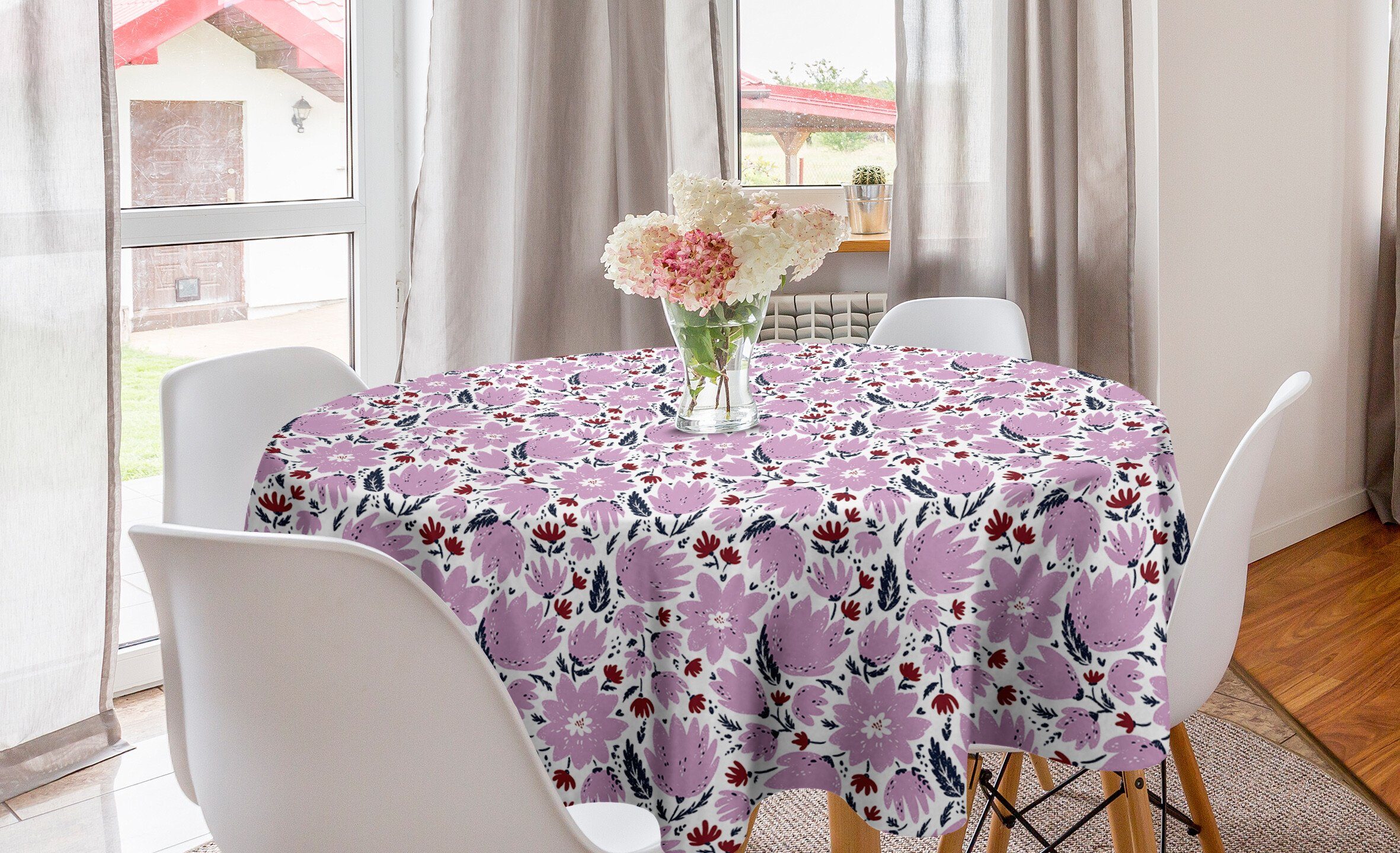 Esszimmer Garten-Kunst-Muster Tischdecke Tischdecke Dekoration, für Kreis Abdeckung Küche Abakuhaus Magnolie