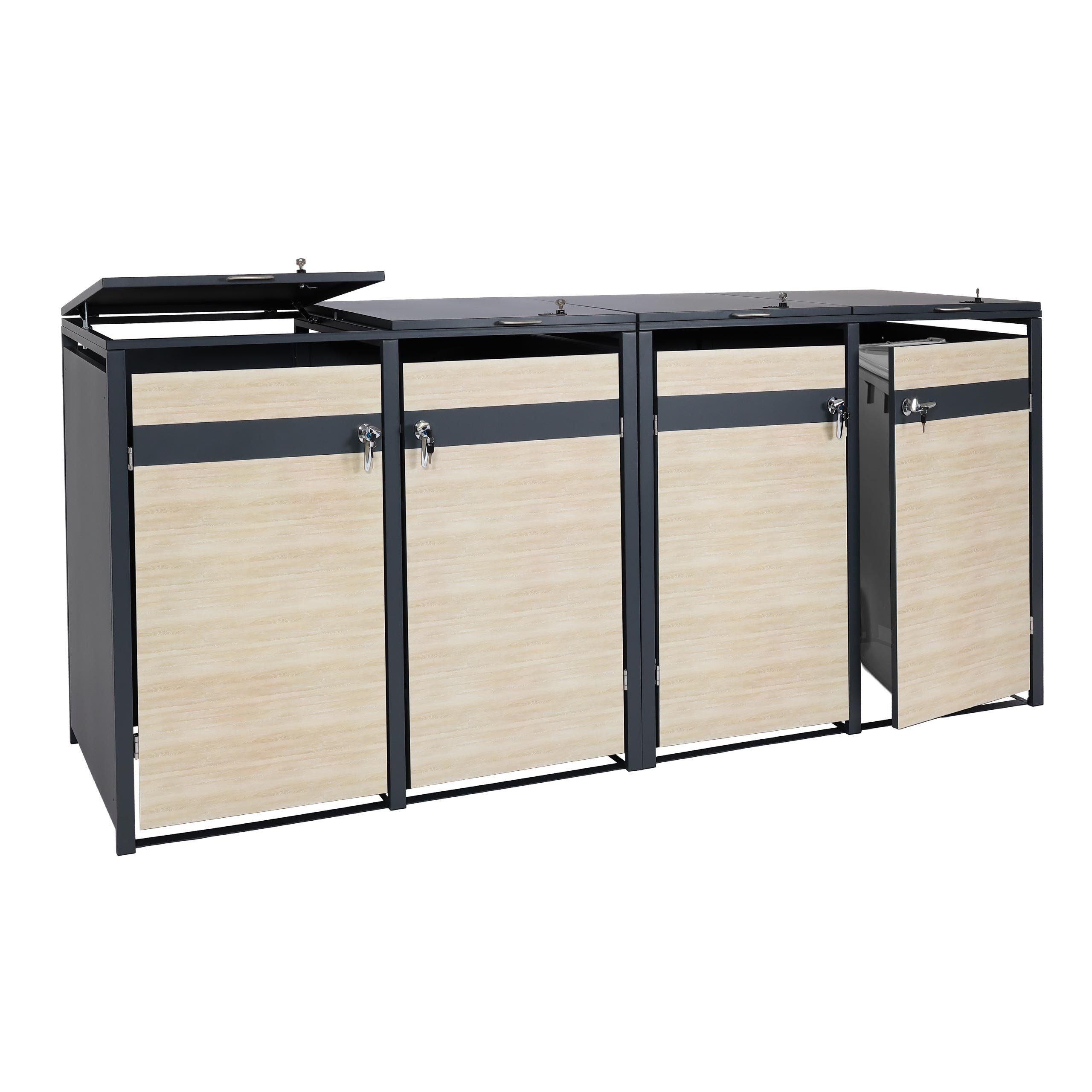 MCW Mülltonnenbox MCW-J82-4 (4 St), Für 4 Mülltonnen mit 80 bis 240L Fassungsvermögen, abschließbar