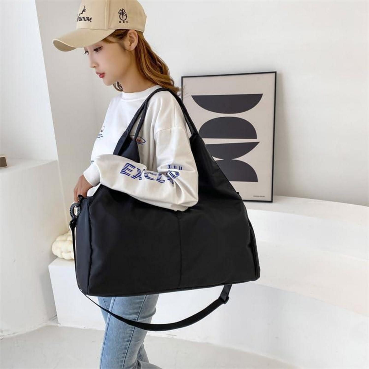 LuxusKollektion Sporttasche Sporttasche Reisetasche mit Schuhfach & Nassfach schwarz