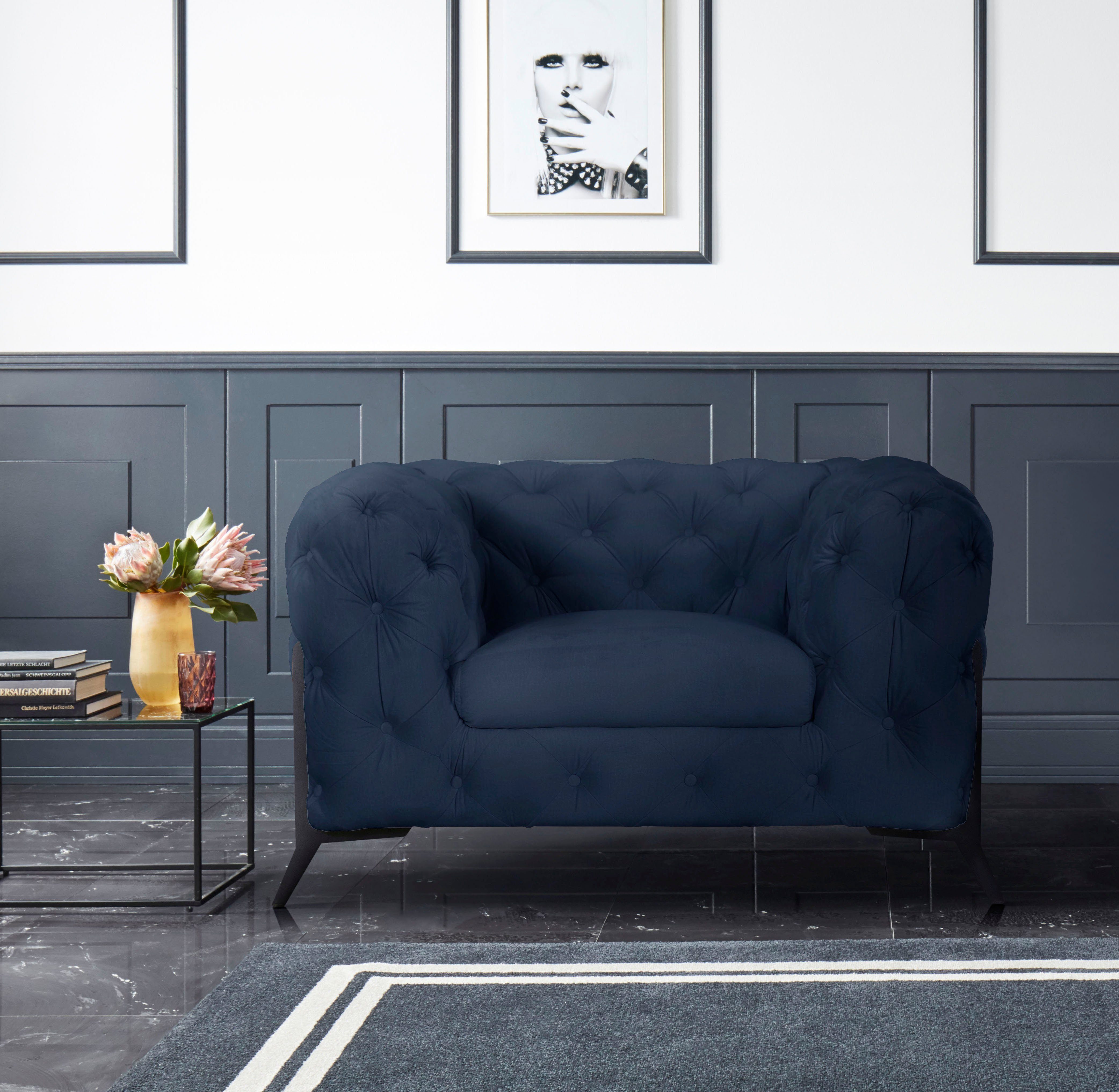 Home affaire Chesterfield-Sessel Amaury Sessel, aufwändige Knopfheftung, moderne Chesterfield Optik, Fußfarbe wählbar