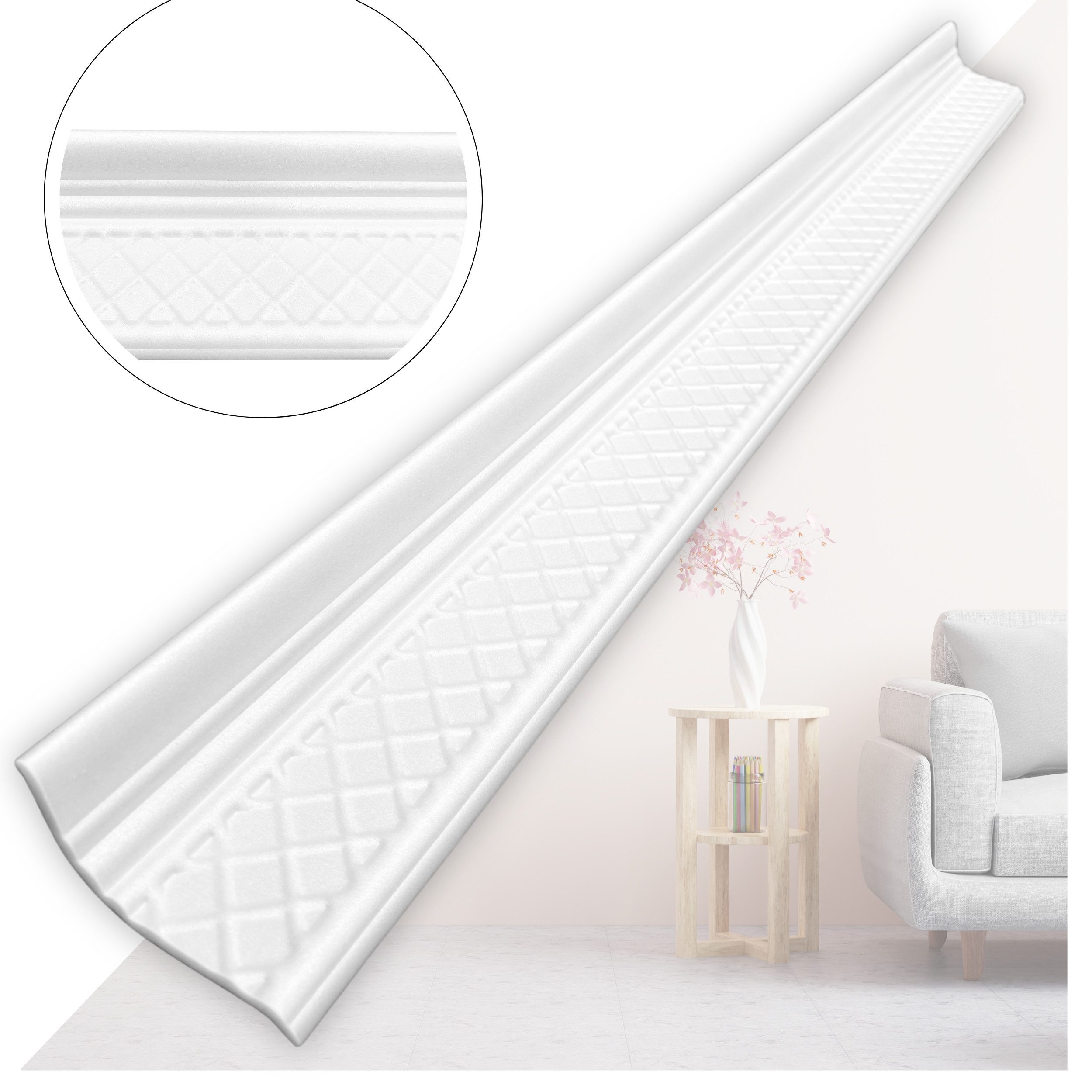 IKHEMalarka Deckenleiste Stuckleisten aus XPS Polystyrol – weiße Zierleiste günstig online kaufen