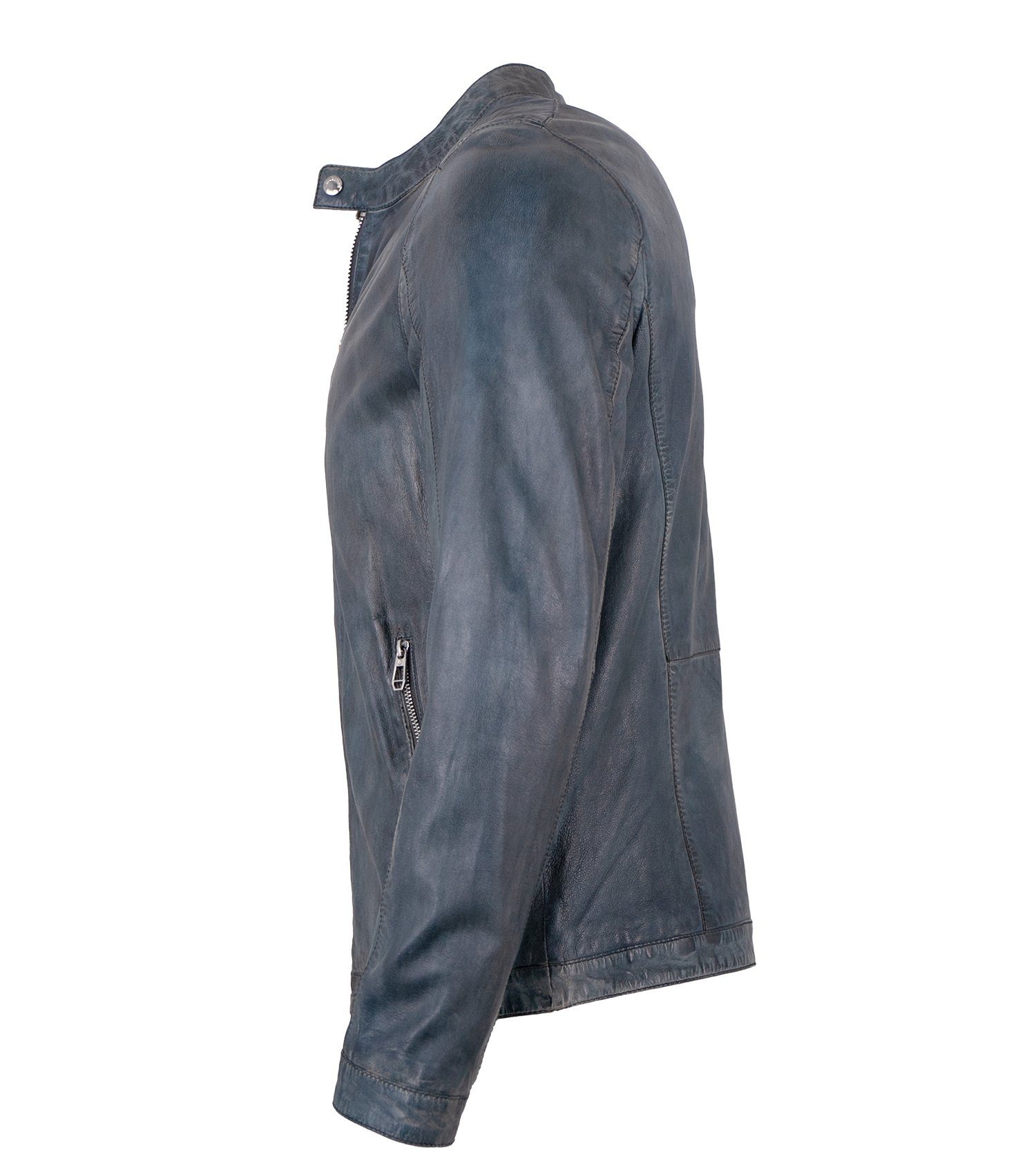 Milestone Lederjacke MSLacona Milestone - Herren Lederjacke Lammnappa jeans denim blau