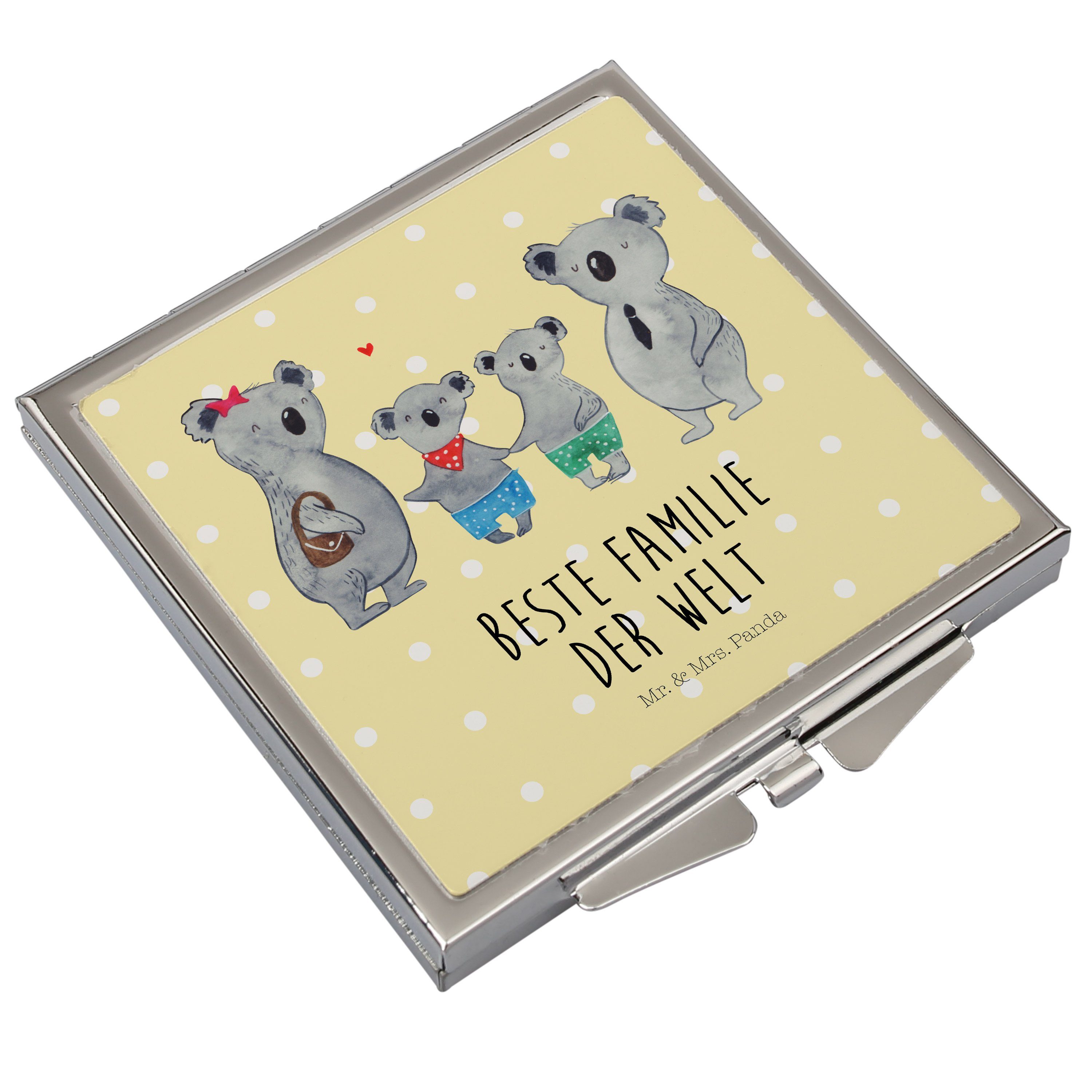 Panda Geschenk, Bruder, beste & Familie - Mr. Gelb (1-St) Pastell Koala Kosmetikspiegel Mrs. Familie, zwei -