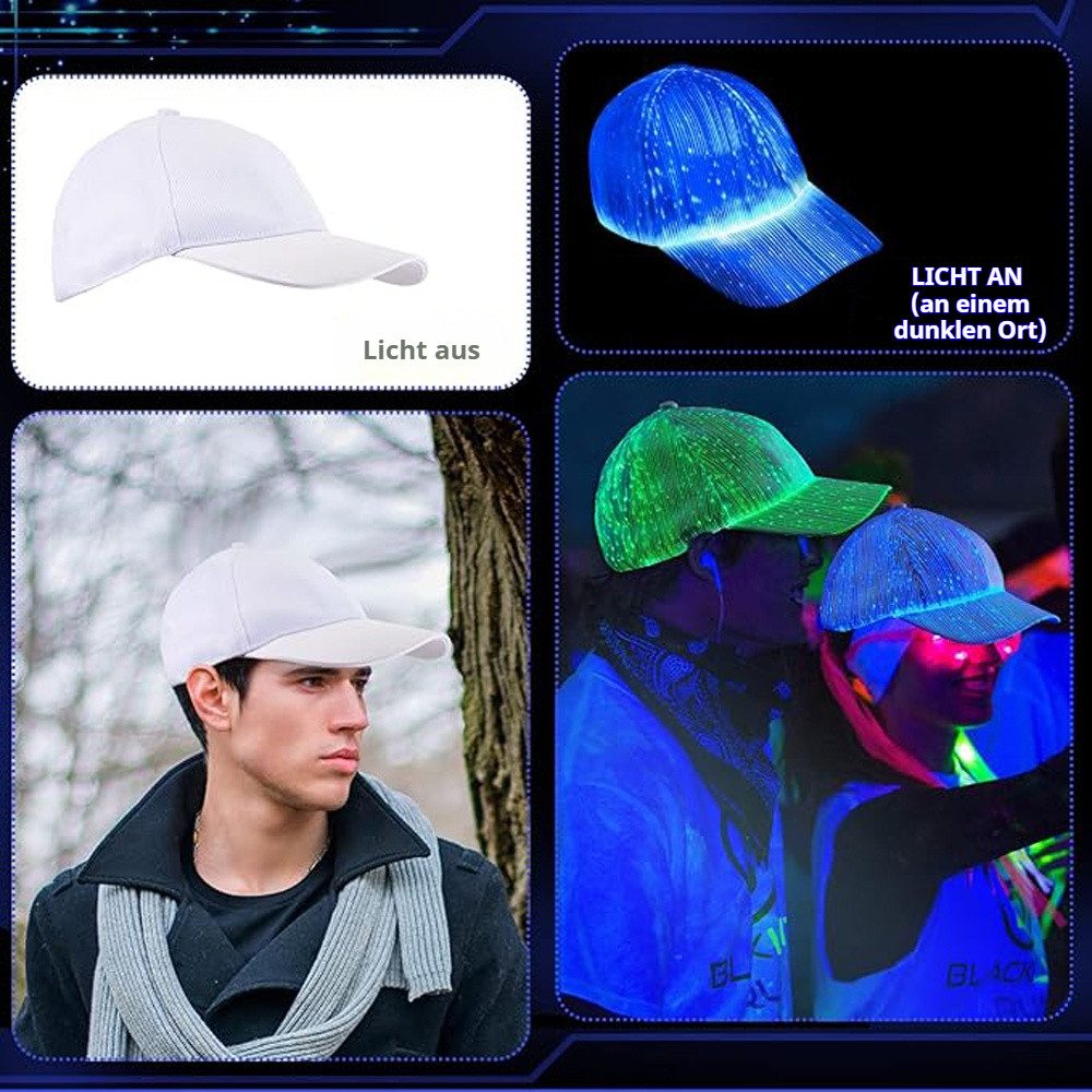 VIVIHEYDAY Partyanzug Farbblinkende Baseballkappe, Leichte LED-Leuchtkappe, USB-Aufladung, 7 Farben für Party Festival-Dekoration