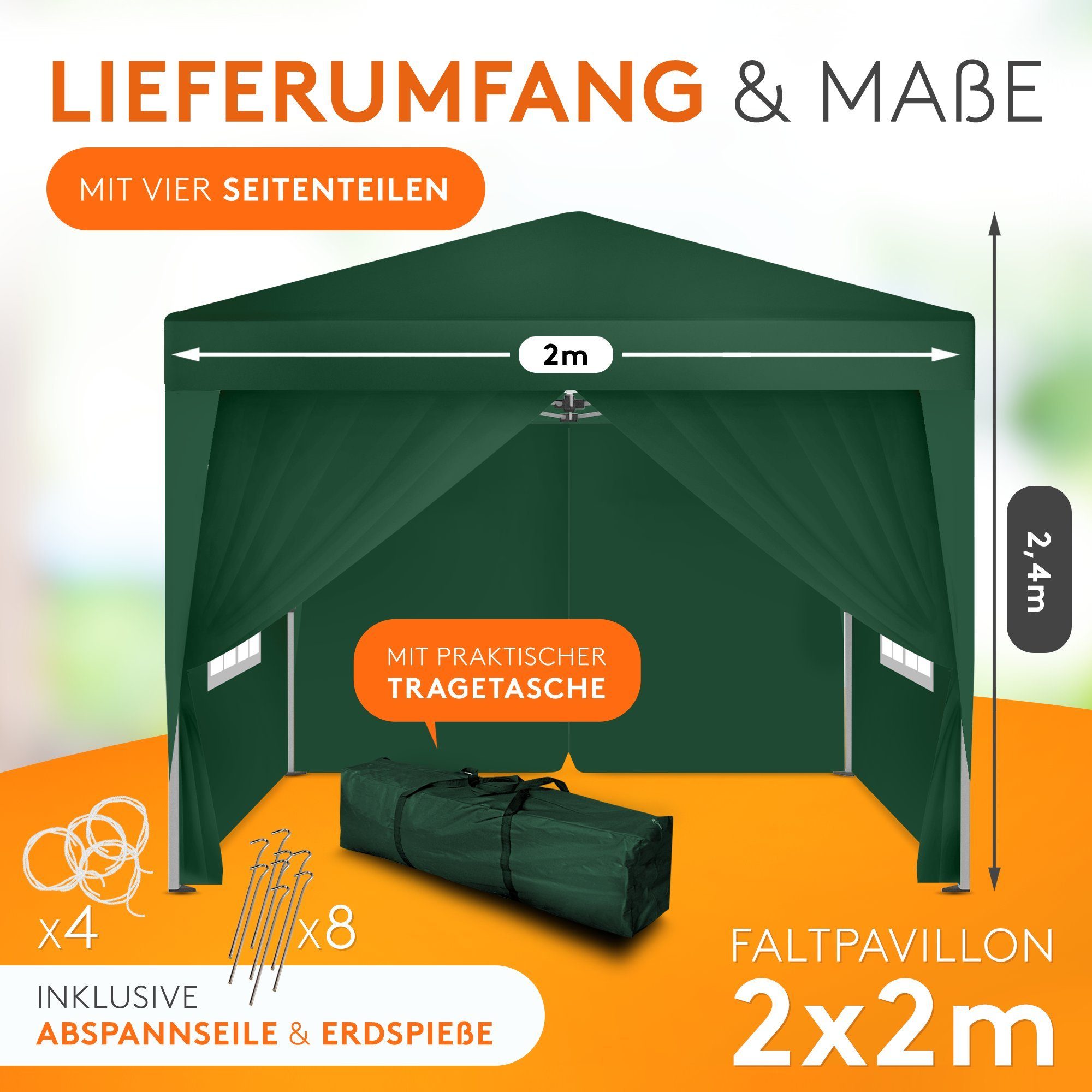 Kronenburg Partyzelt Faltpavillon 2x2 m wasserdicht günstig online kaufen