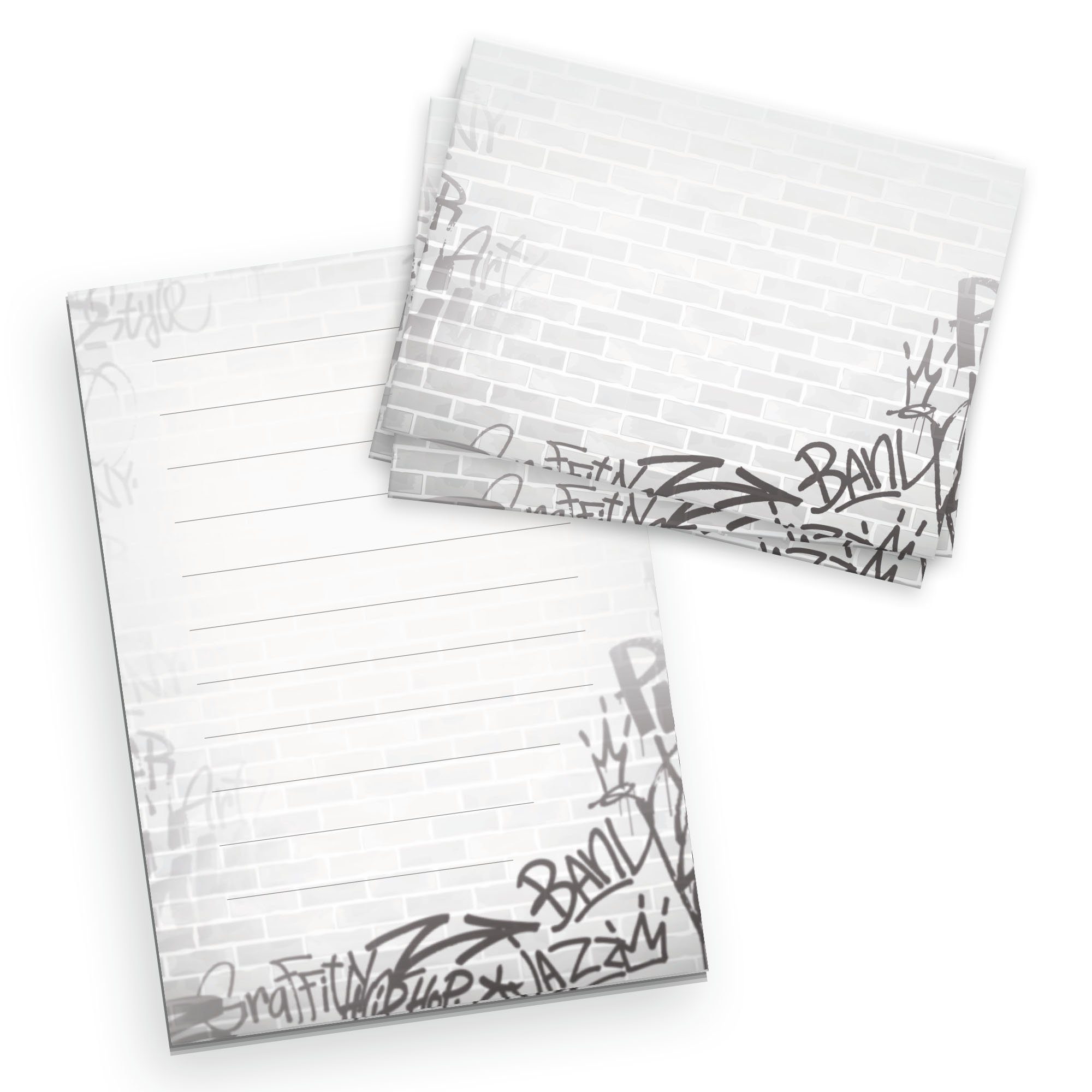 Kreative Feder Briefpapier Briefpapier-Set für Kinder Briefpapier-Block DIN A5 mit 50 Blatt, inkl. 20 Umschlägen, Briefpapier mit Linien, Brief, Post, Schreiben Set Graffiti