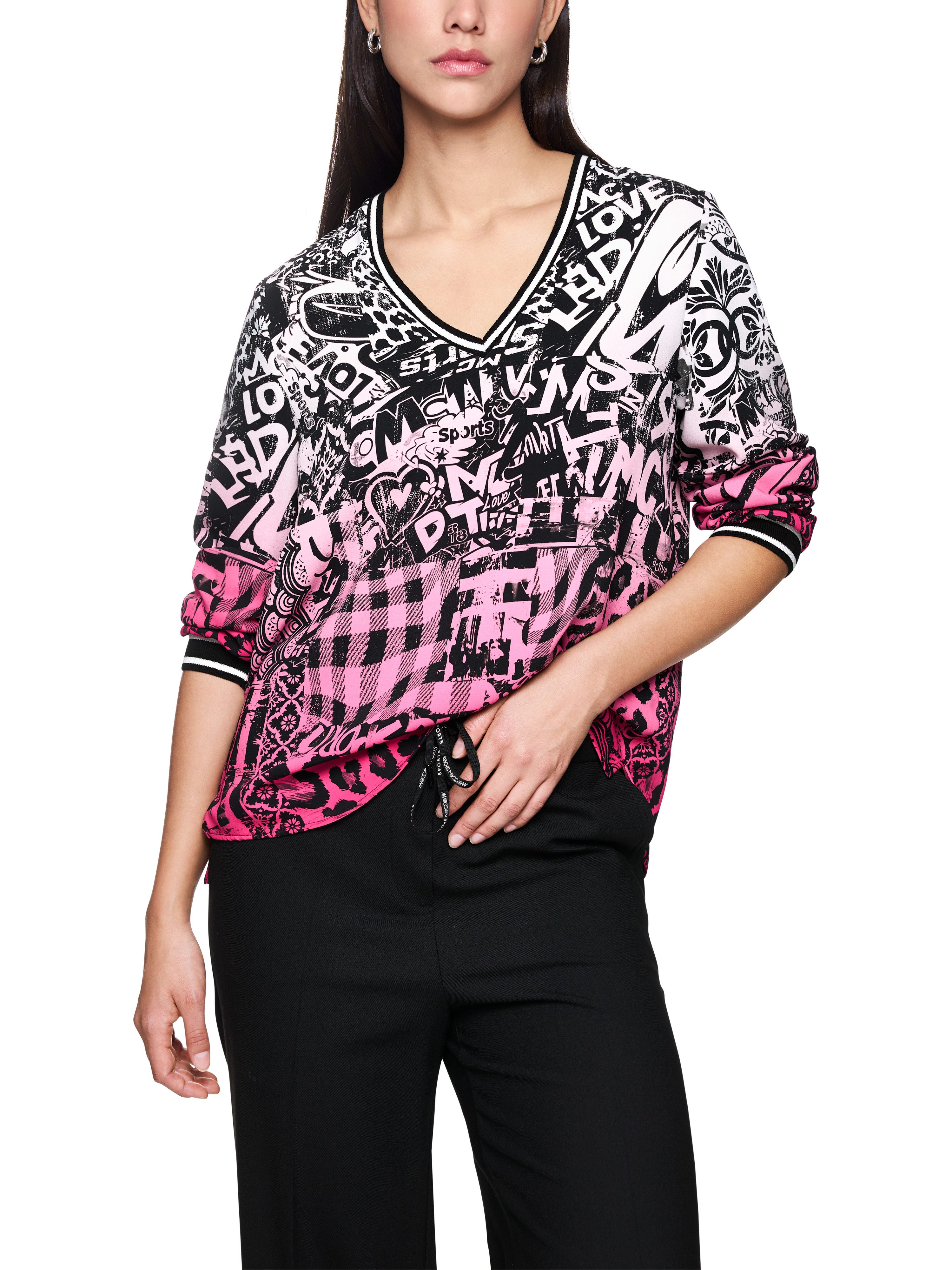 Marc Cain Langarmbluse Check it Up Premium Damenmode mit Print, Farbverlauf günstig online kaufen