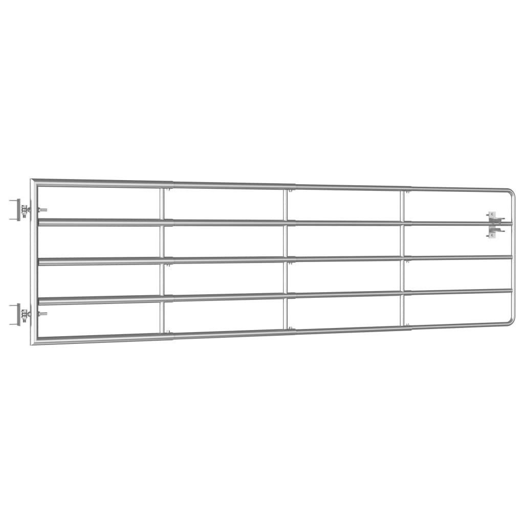 vidaXL Gartentor 115-300 x 90 cm 5-Rohre-Weidetor Stahl 115-300x90 cm Silbern