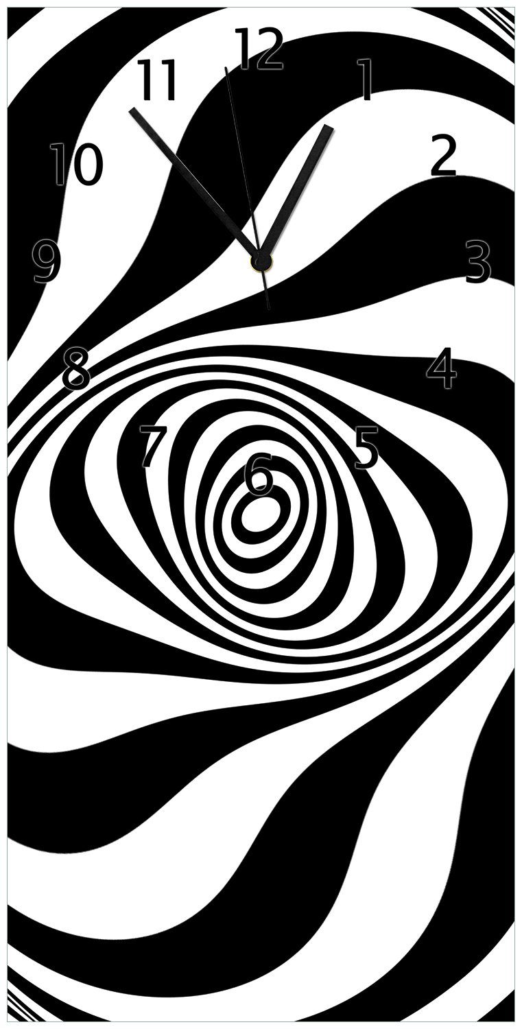 Acryl) (Uhr Optische Täuschung Zebra Wanduhr aus - - Muster weiß Wallario schwarz