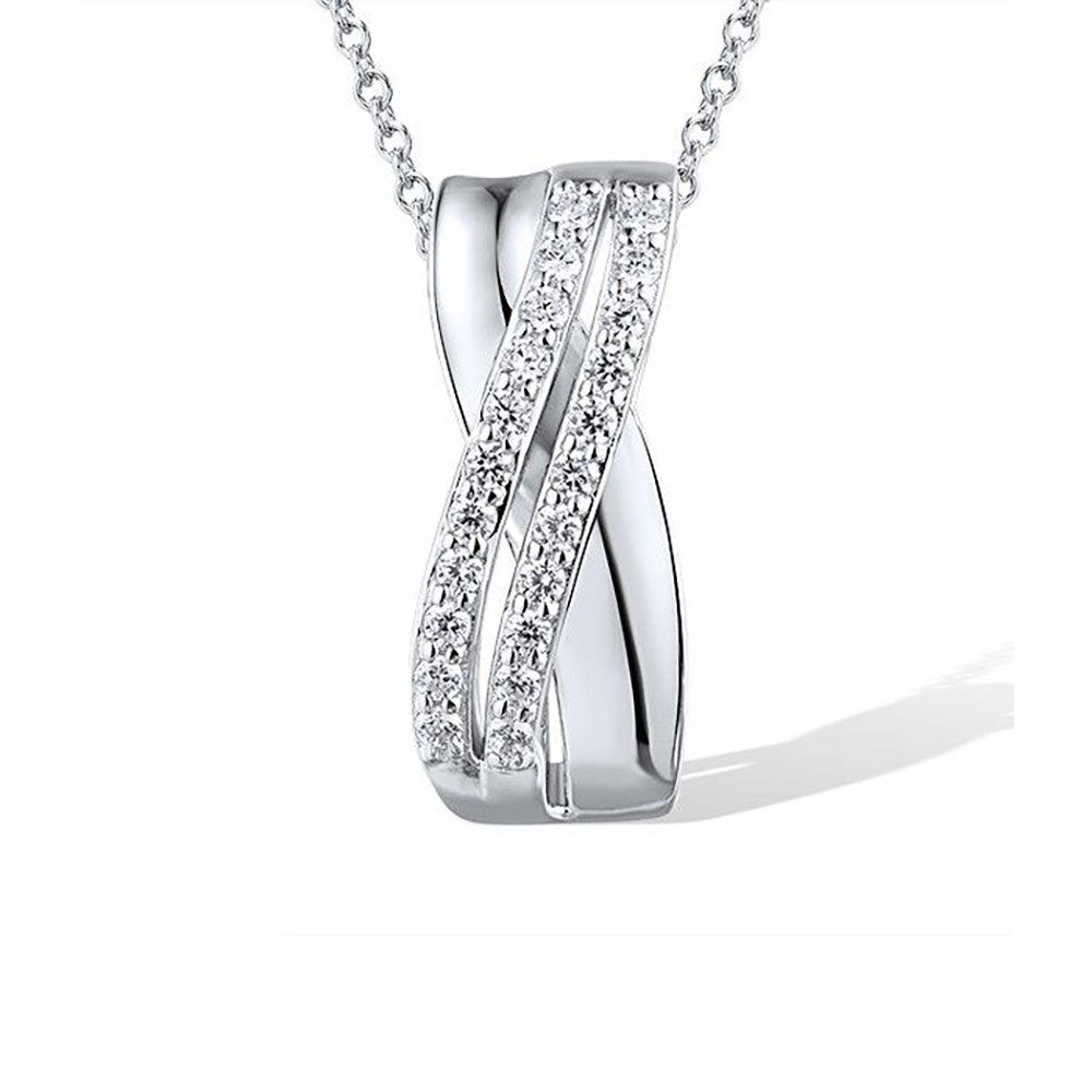 S&A Jewellery Design Kettenanhänger Anhänger aus 925 Silber mit farblosen Zirkonia (1-tlg), 925 Sterling Silber Silberschmuck für Damen