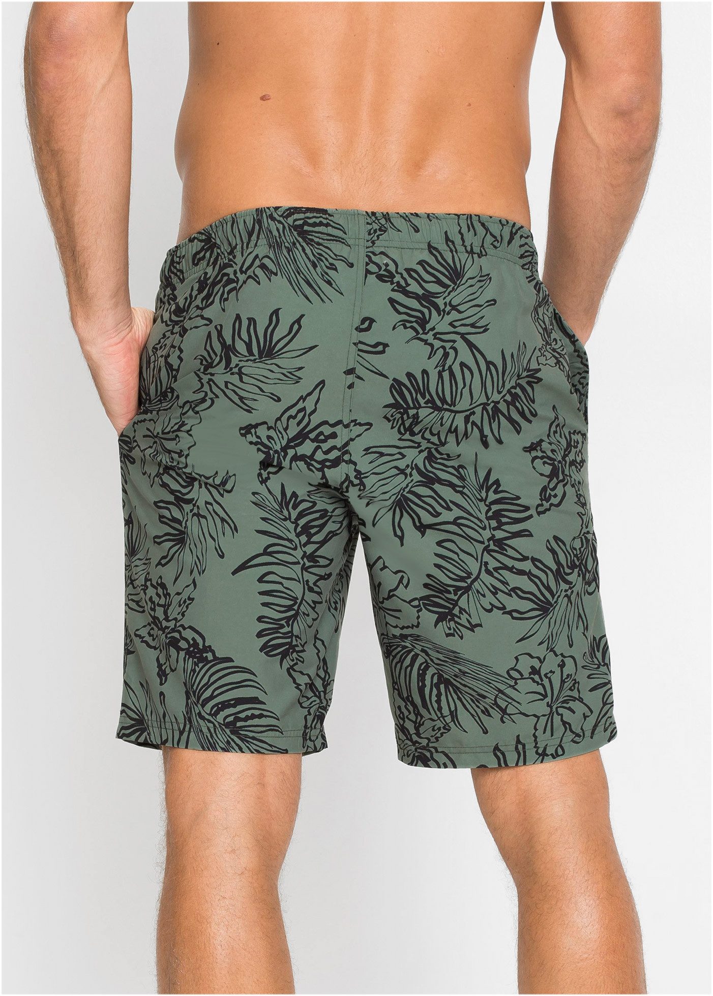 bonprix Badeshorts mit Innenslip und Münztasche aus Netzware, bedrucktes Design