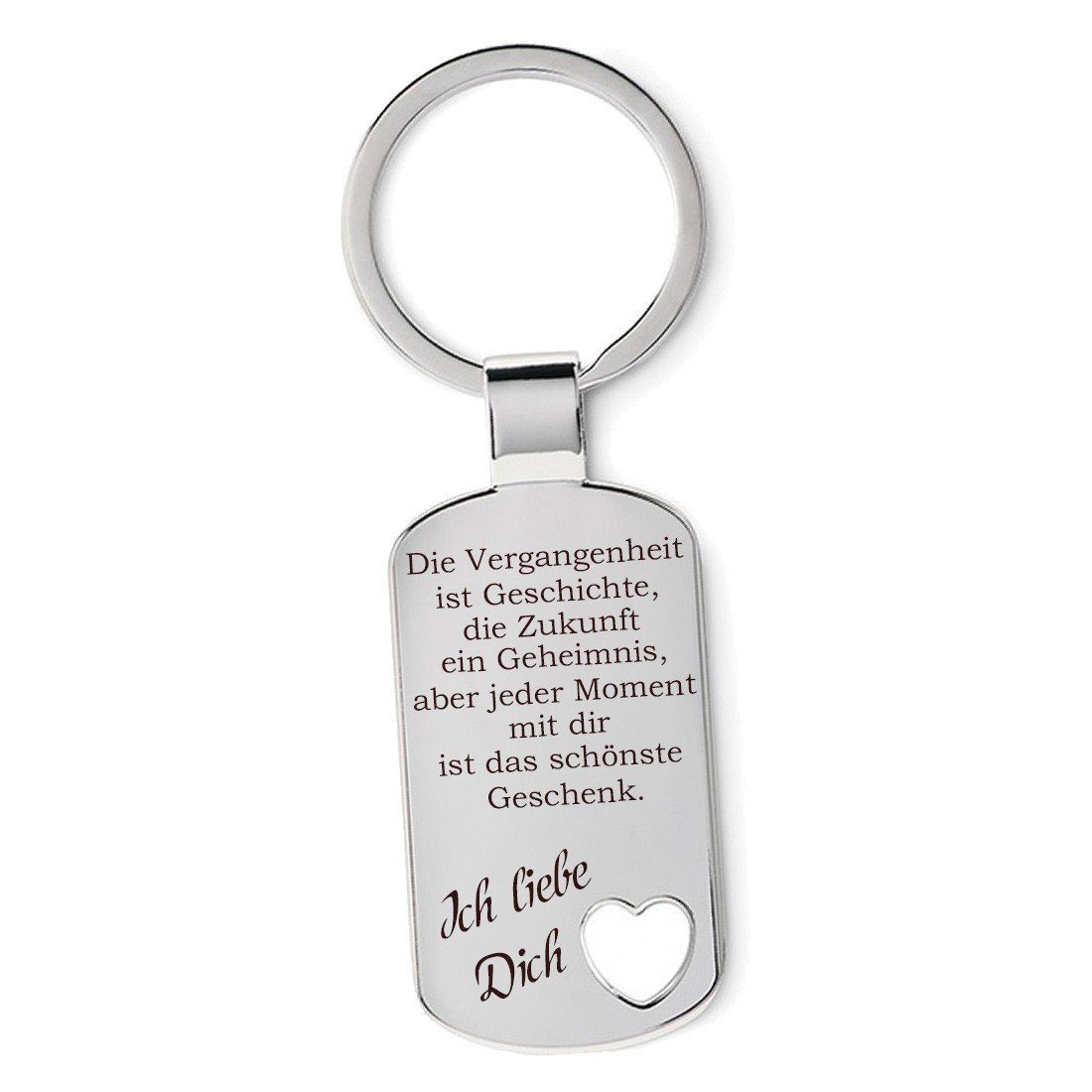 Lieblingsmensch Schlüsselanhänger Die Vergangenheit ist Geschichte - liebevoll & romantisch (Schlüsselanhänger mit Gravur, inklusive Schlüsselring), Robuste und filigrane Lasergravur