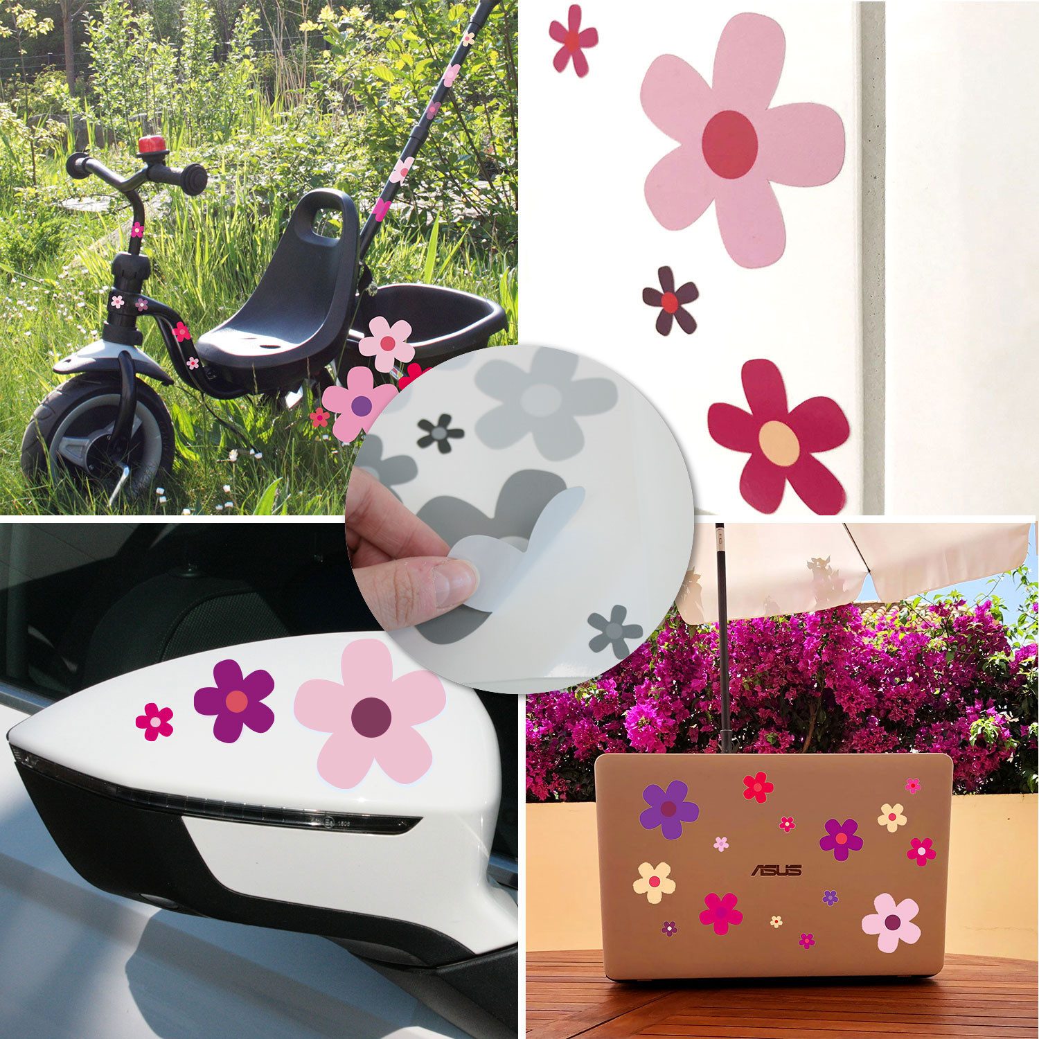 younikat Aufkleber Blumen-Aufkleber-Set Blümchen I DIN A4 I Lila I Witterungsbeständig