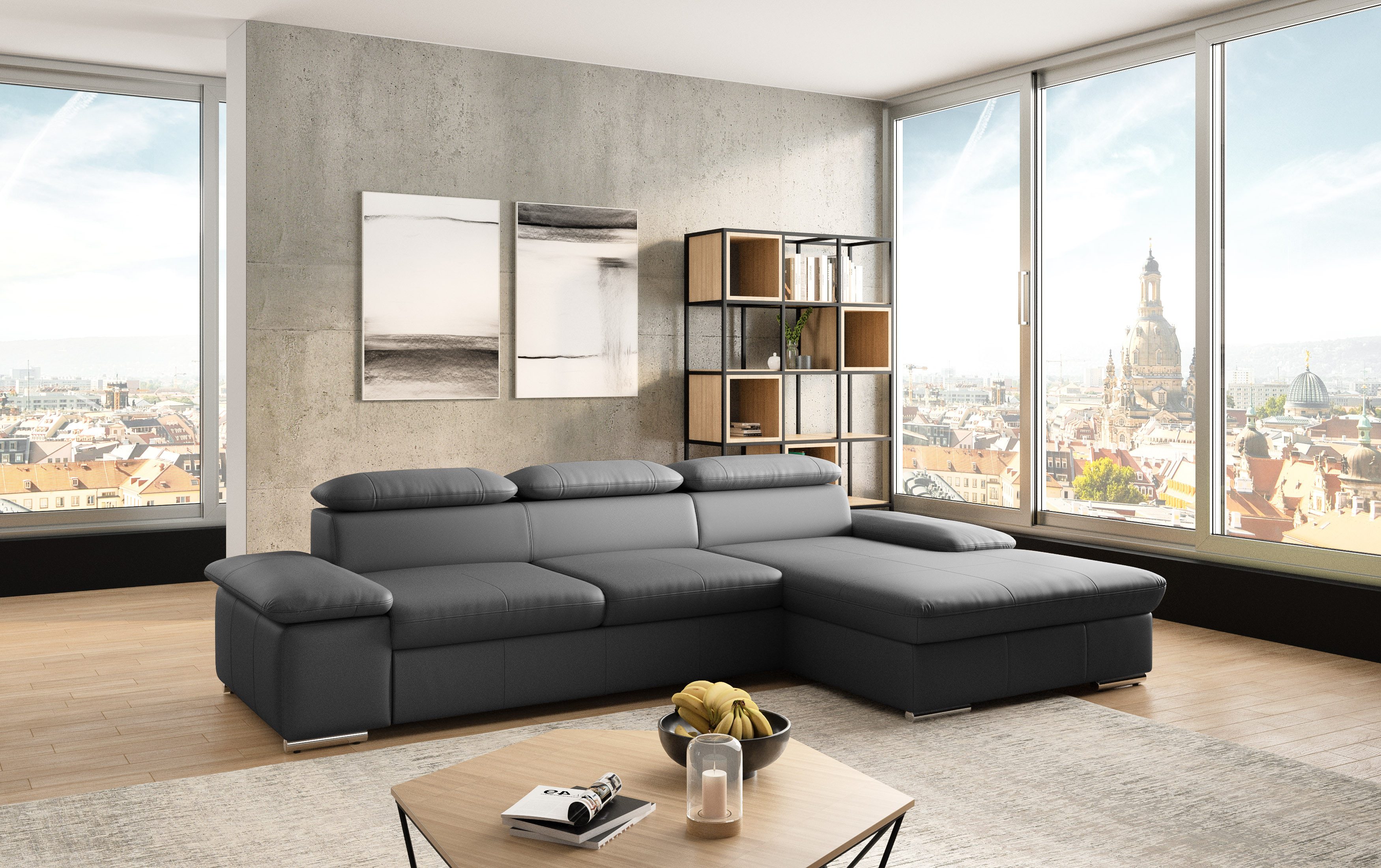 sit&more Ecksofa Valantine L-Form, B: 286 cm, mit Arm- & Kopfteilverstellung, optional mit Bettfunktion