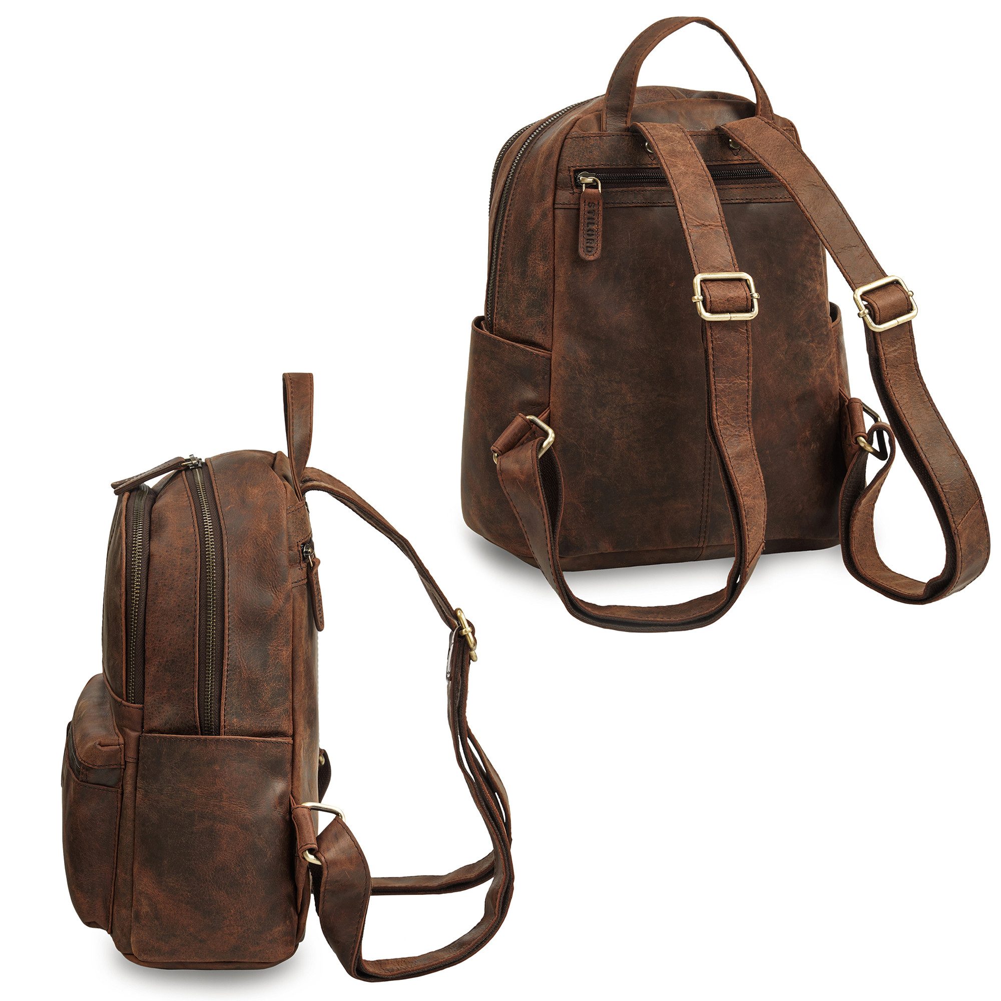 STILORD Cityrucksack "Berry" City Rucksack Damen Leder Klein 13 Zoll