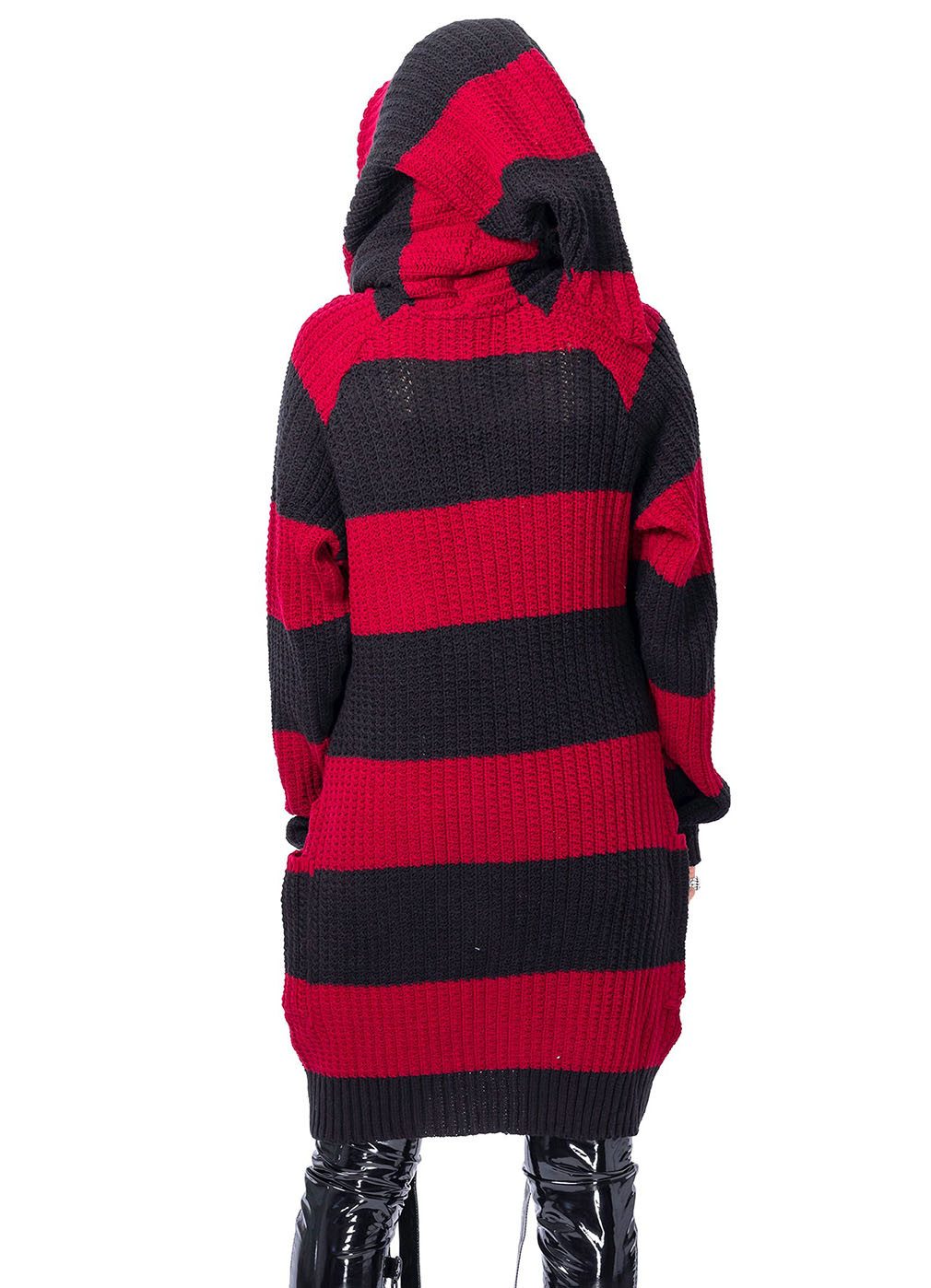 Poizen Industries Strickjacke Esther Cardigan Schwarz-Rot günstig online kaufen