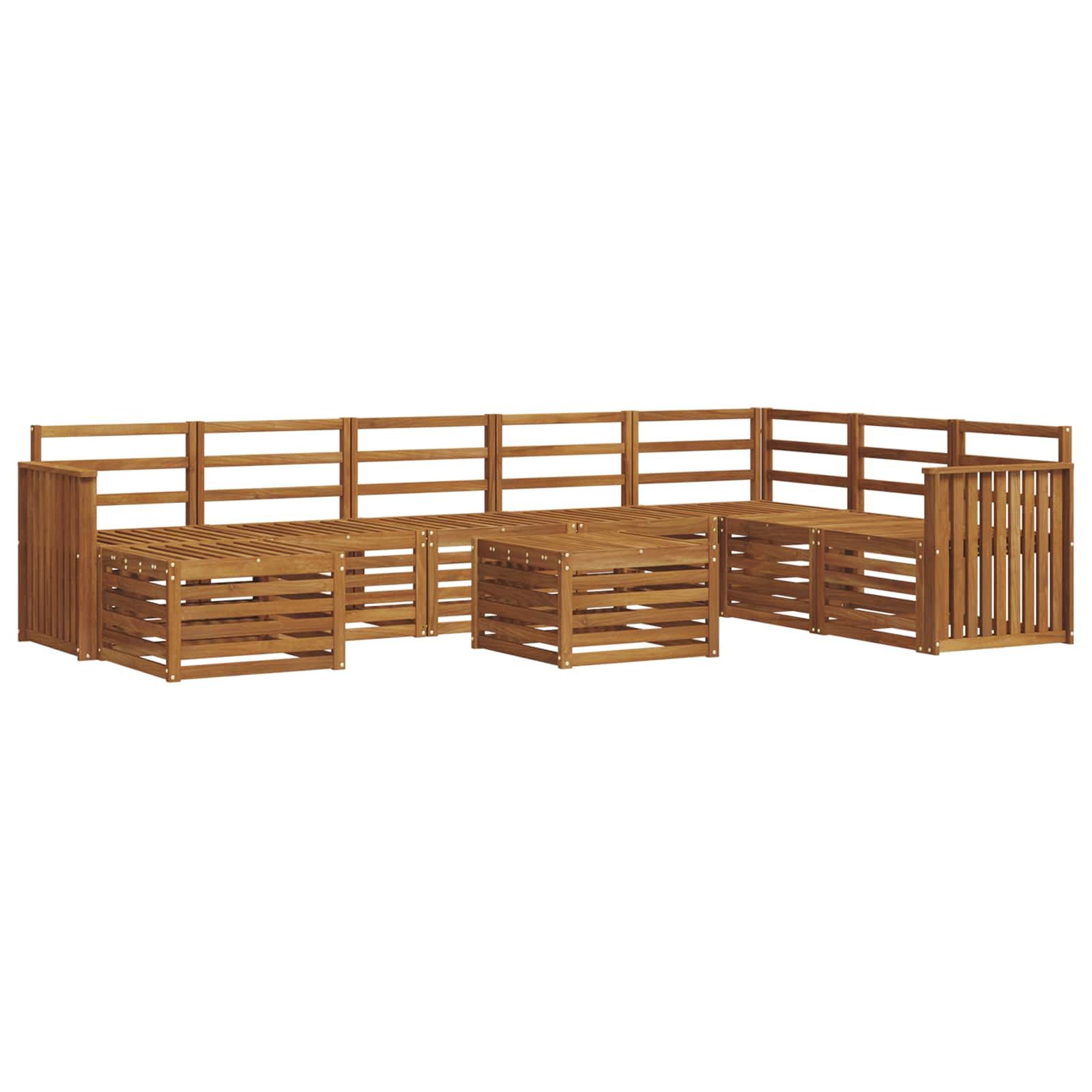 vidaXL Gartenlounge-Set Outdoor-Sofagarnitur 9 pcs Natur Massivholz, (9-tlg)