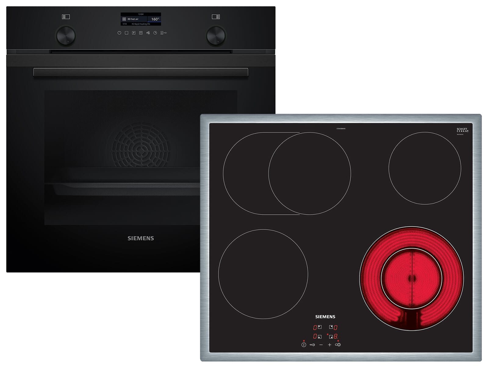SIEMENS Backofen-Set, mit Teleskopauszug nachrüstbar, Pyrolyse-Selbstreinigung, TouchControl-Bedienung