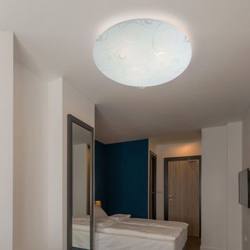 etc-shop LED Deckenleuchte, Leuchtmittel inklusive, Warmweiß, Decken Lampe Glas Muster Ess Zimmer Flur Beleuchtung