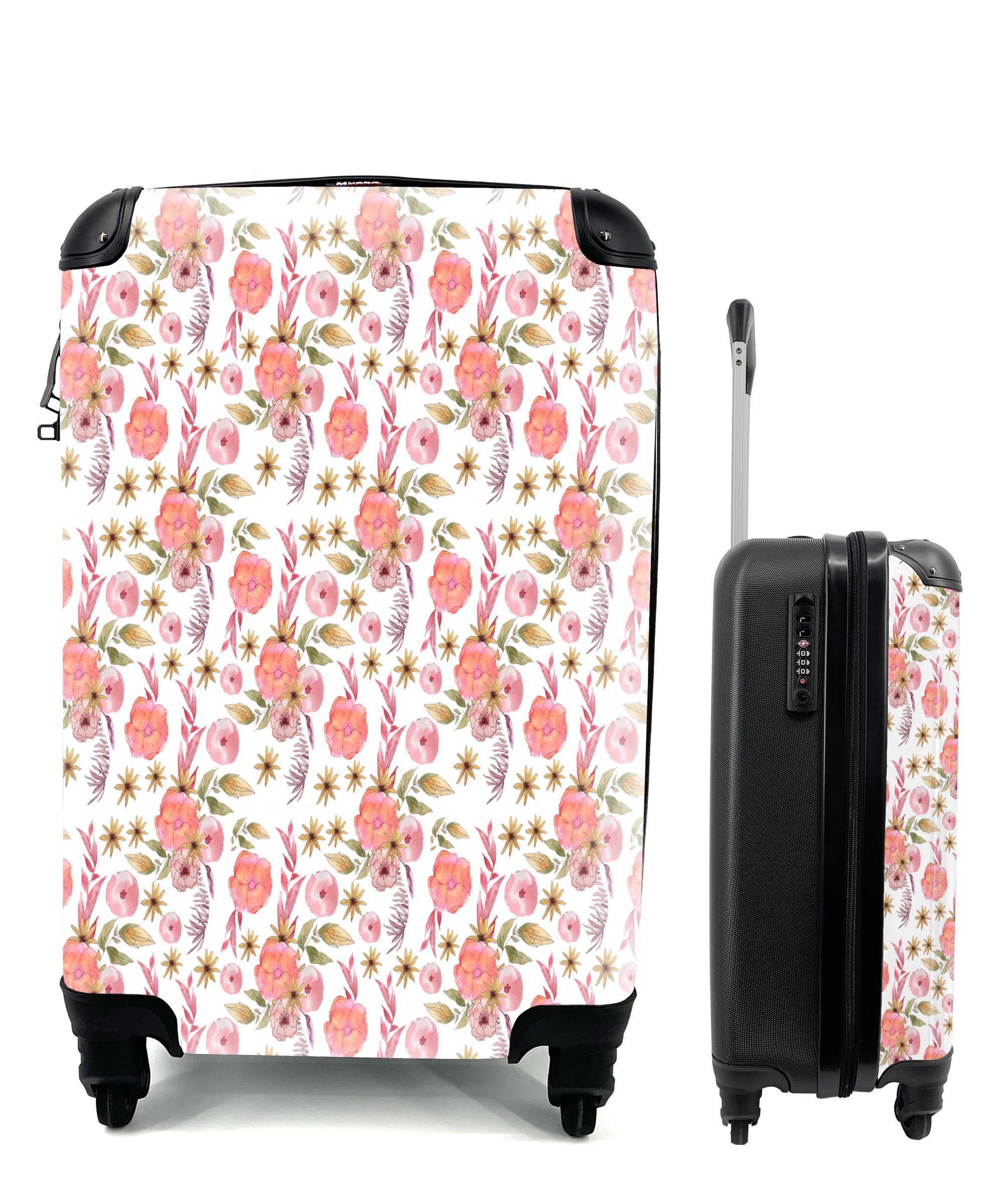 MuchoWow Handgepäckkoffer Blumen - Blüte - Weiß, 4 Rollen, Reisetasche mit rollen, Handgepäck für Ferien, Trolley, Reisekoffer
