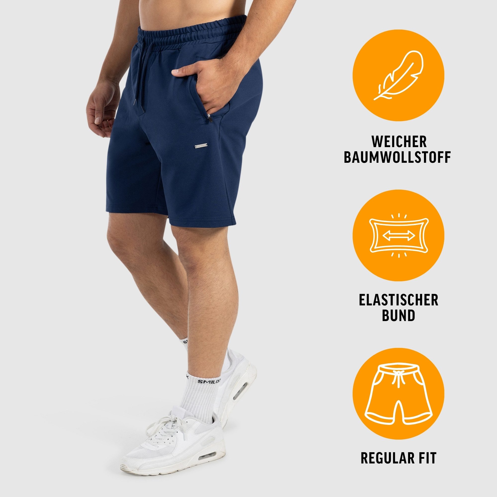Smilodox Shorts Edin, Sommer Hose kurz im Regular Fit aus Baumwolle, elastischer Bund Kordelzug & Eingrifftaschen, Bequeme Freizeithose, Alltag Freizeit