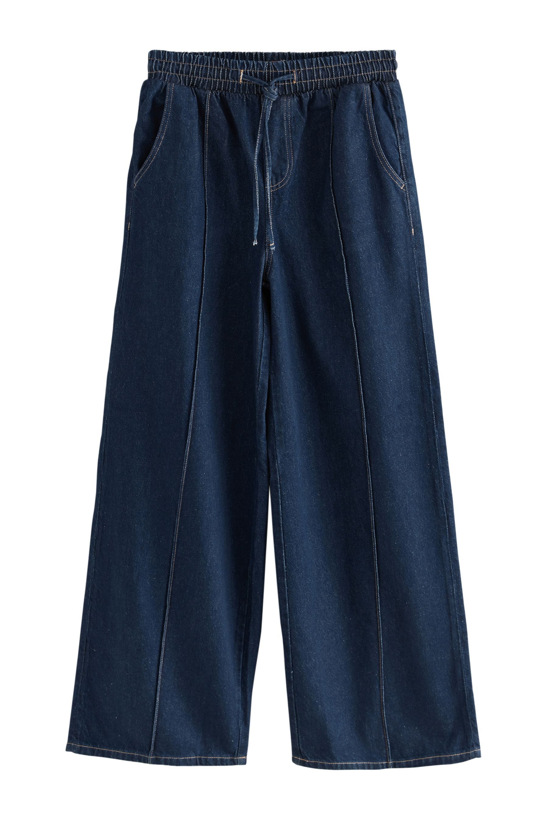 Weite Jeans Denim-Jogginghose mit Biesen und weitem Bein