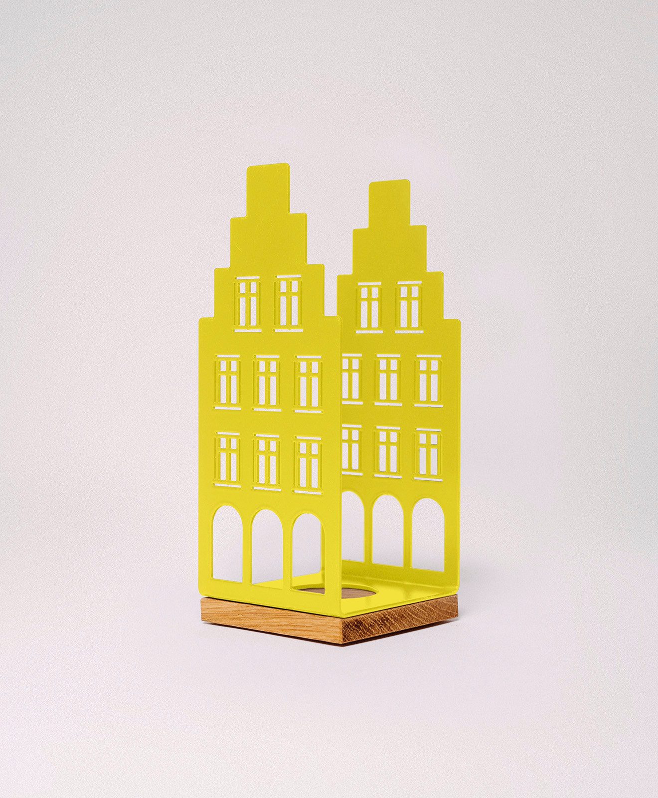 KAWENTSMANN Windlicht Nobelstrehle Nr.2 (1 x Windlicht), Aus pulverbeschichtetem Metall und geöltem Eichenholz, Handgefertigt