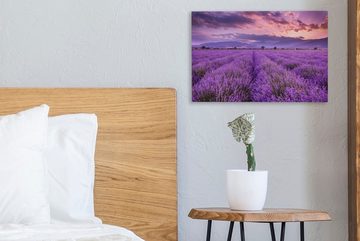 OneMillionCanvasses® Leinwandbild Lavendel - Lila - Blumen - Feld, (1 St), Wandbild Leinwandbilder, Aufhängefertig, Wanddeko, 30x20 cm