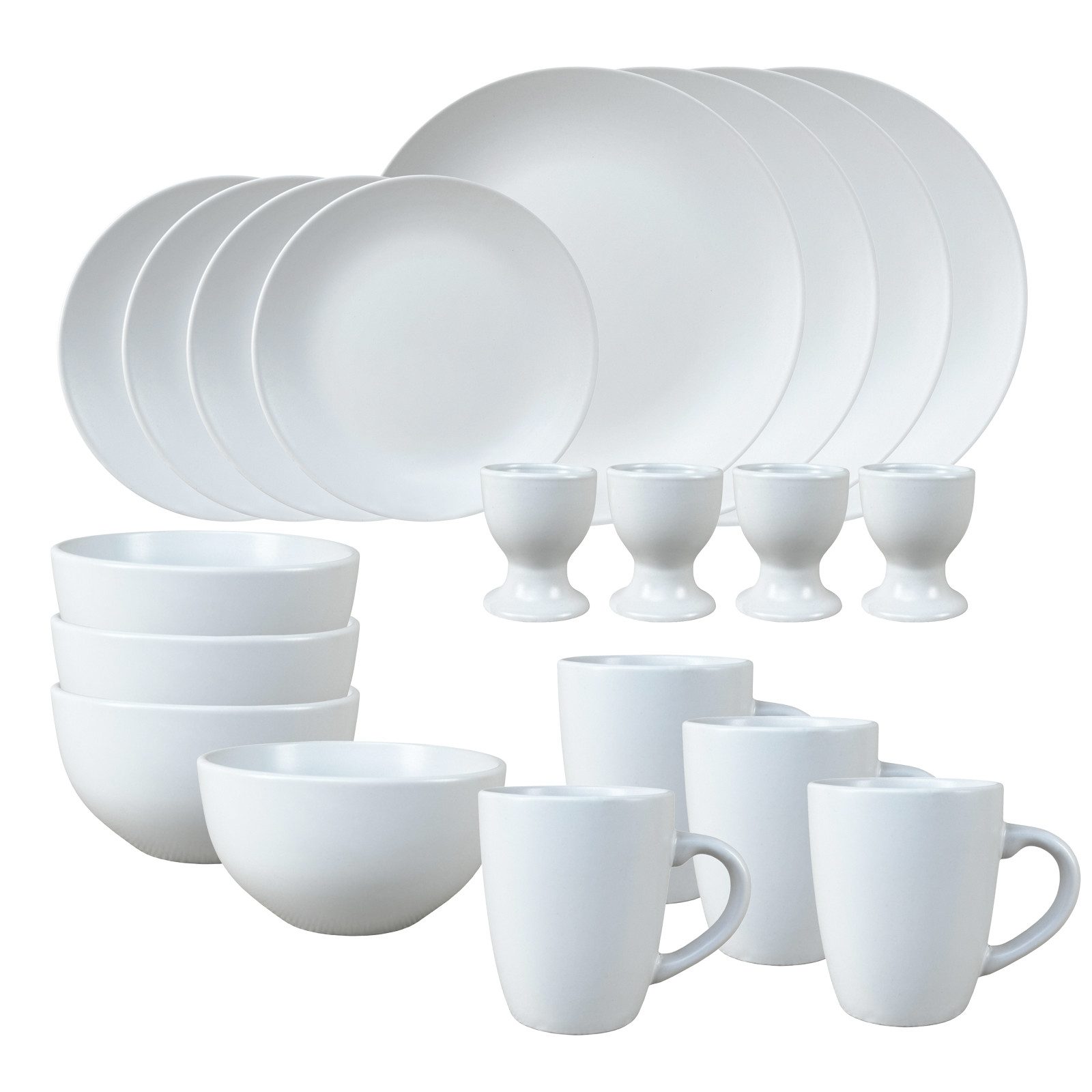 NTK-Collection Frühstücks-Geschirrset Geschirrset 20-teilig Weiß Antonia (20-tlg), 4 Personen, Keramik, Tafelservice Frühstücksset