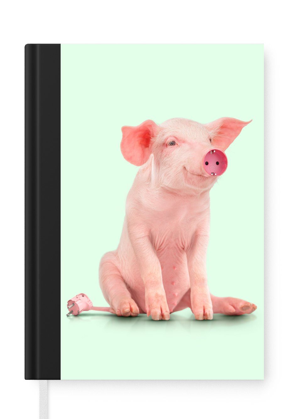 MuchoWow Notizbuch Schwein - Rosa - Sockel - Tiere, Journal, Merkzettel, Tagebuch, Notizheft, A5, 98 Seiten, Haushaltsbuch