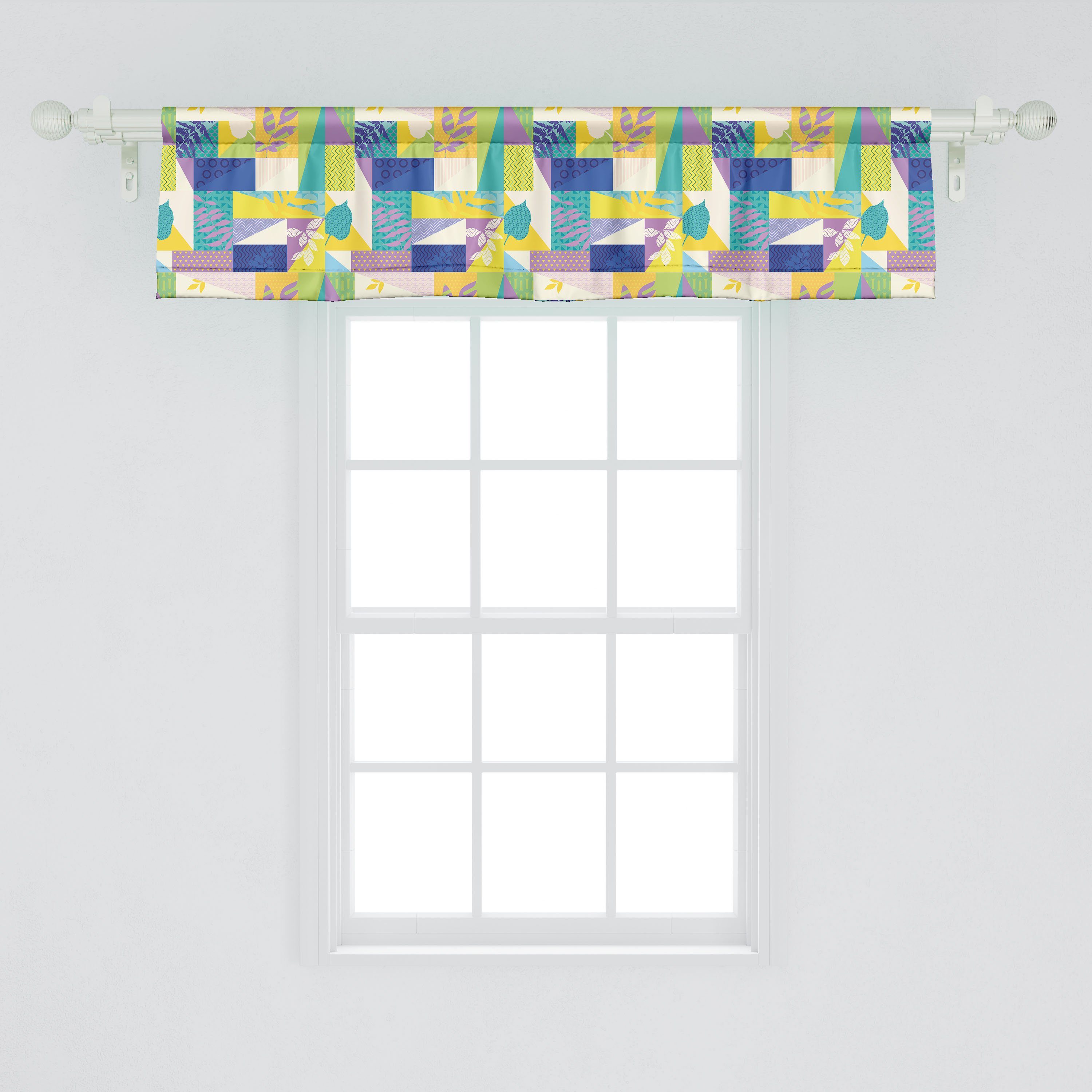 Scheibengardine Vorhang Volant für Dekor Abstrakt Stangentasche, Palmate Tropisch Küche Blätter Abakuhaus, Microfaser, Schlafzimmer mit